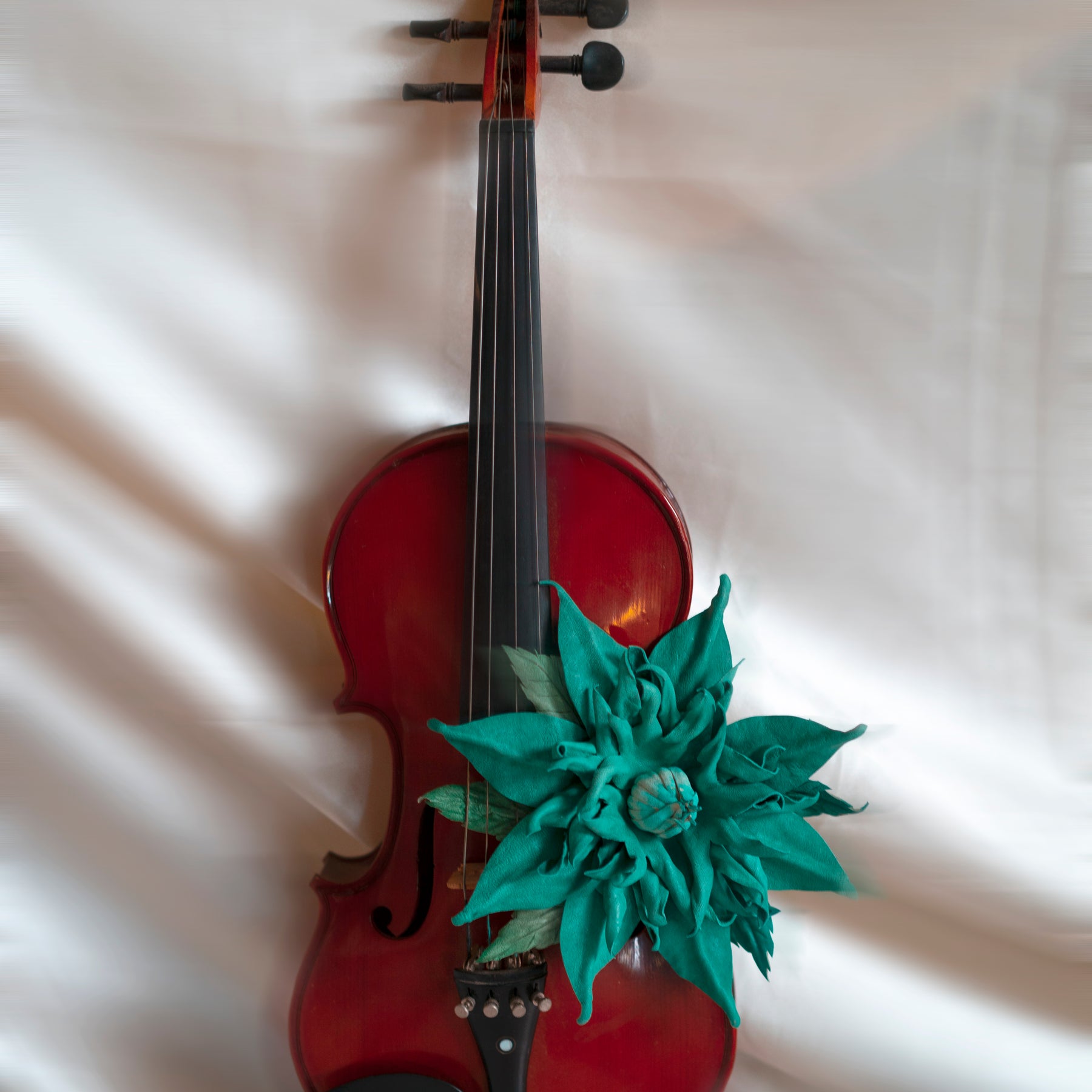 LEATHER TURQUOISE CLEMATIS “Sea Whisper” pin flower brooch hair hat clip fascinator.