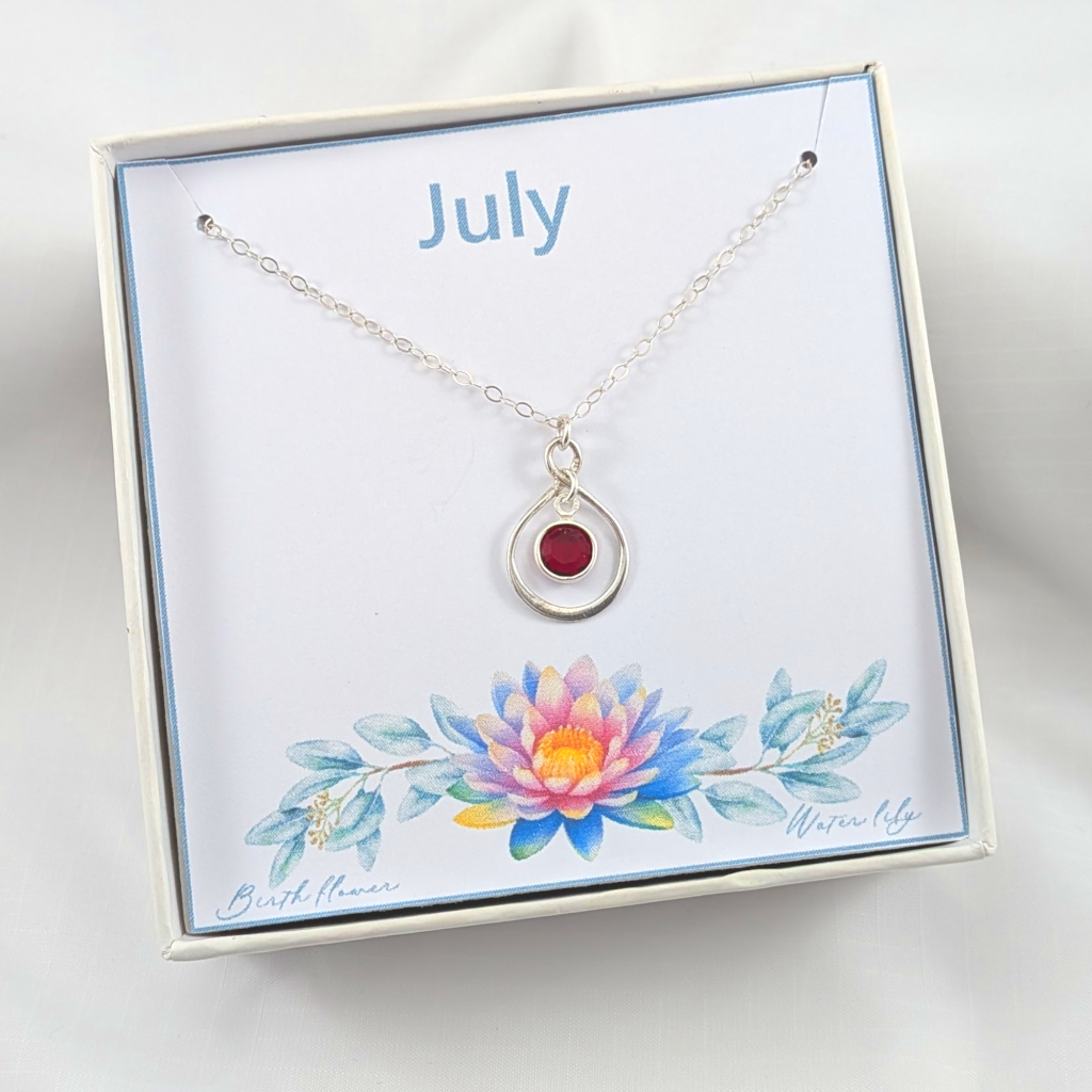 Sterling Silver Birthstone  Necklace Choose Your Birth Month