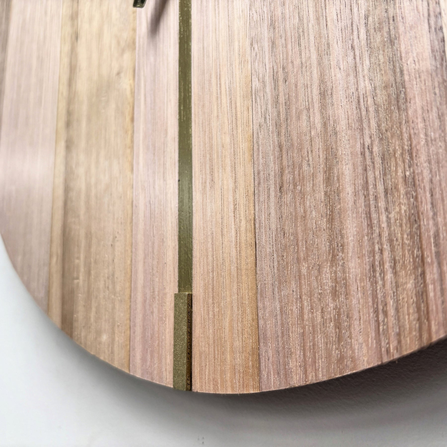 Meridian – Handmade Tasmanian Oak Wall Clock | Brass Coloured Inlay, No Numerals, Silent Movement | 30cm or 40cm