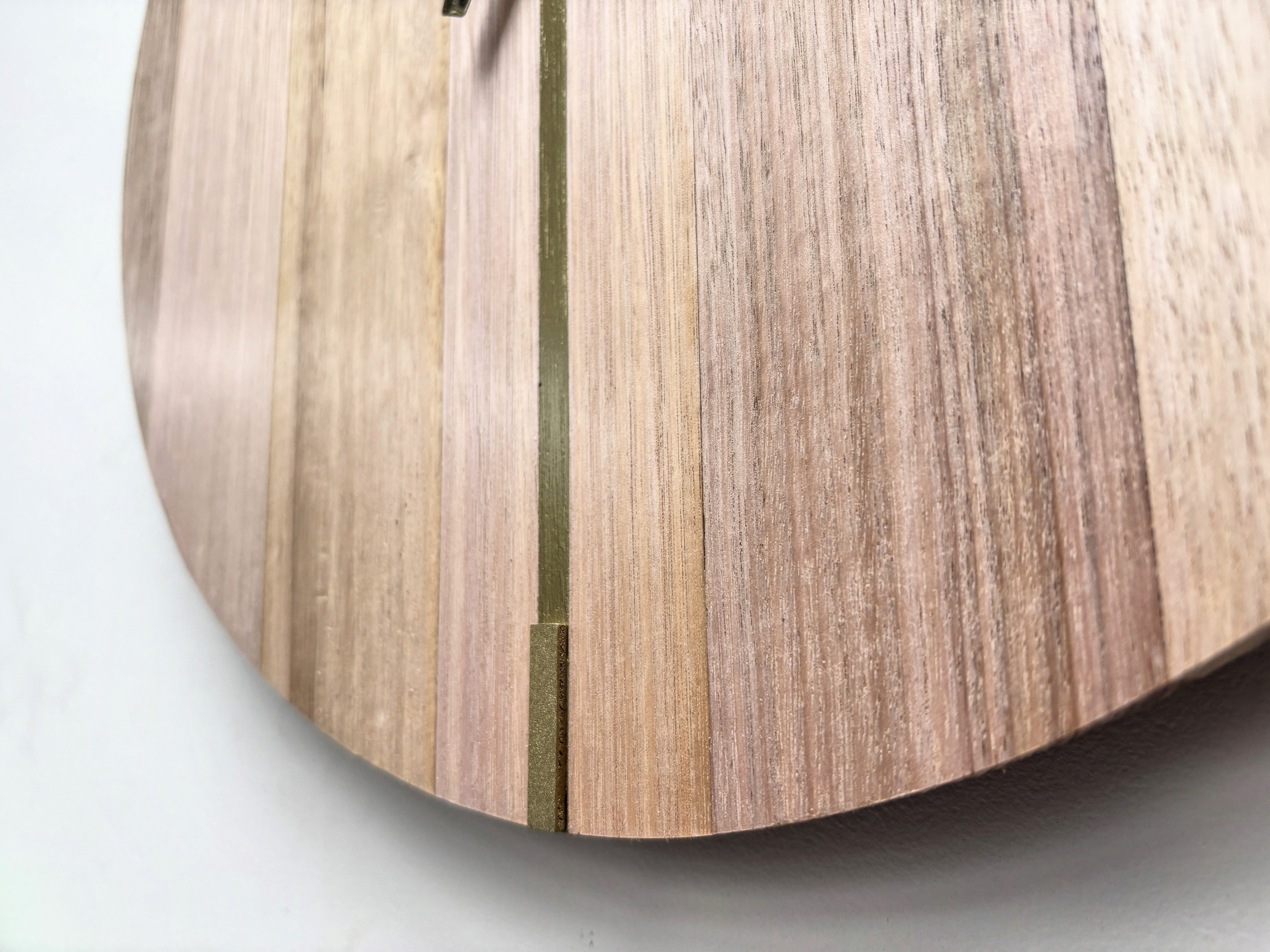 Meridian – Handmade Tasmanian Oak Wall Clock | Brass Coloured Inlay, No Numerals, Silent Movement | 30cm or 40cm