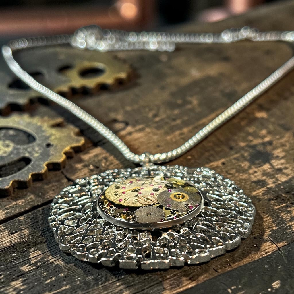Steampunk watch parts pendant necklace