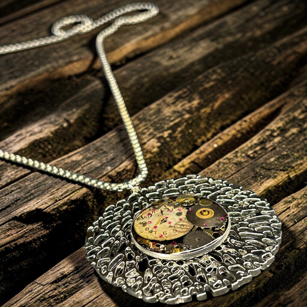 Steampunk watch parts pendant necklace
