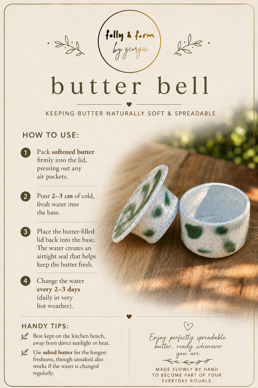 Handmade Ceramic Butter Keeper/ Butter Bell – Sea Garden