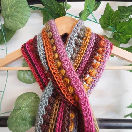 Crochet Keyhole Scarf | Handmade Adult Neckwarmer | Jewel Rainbow Colours