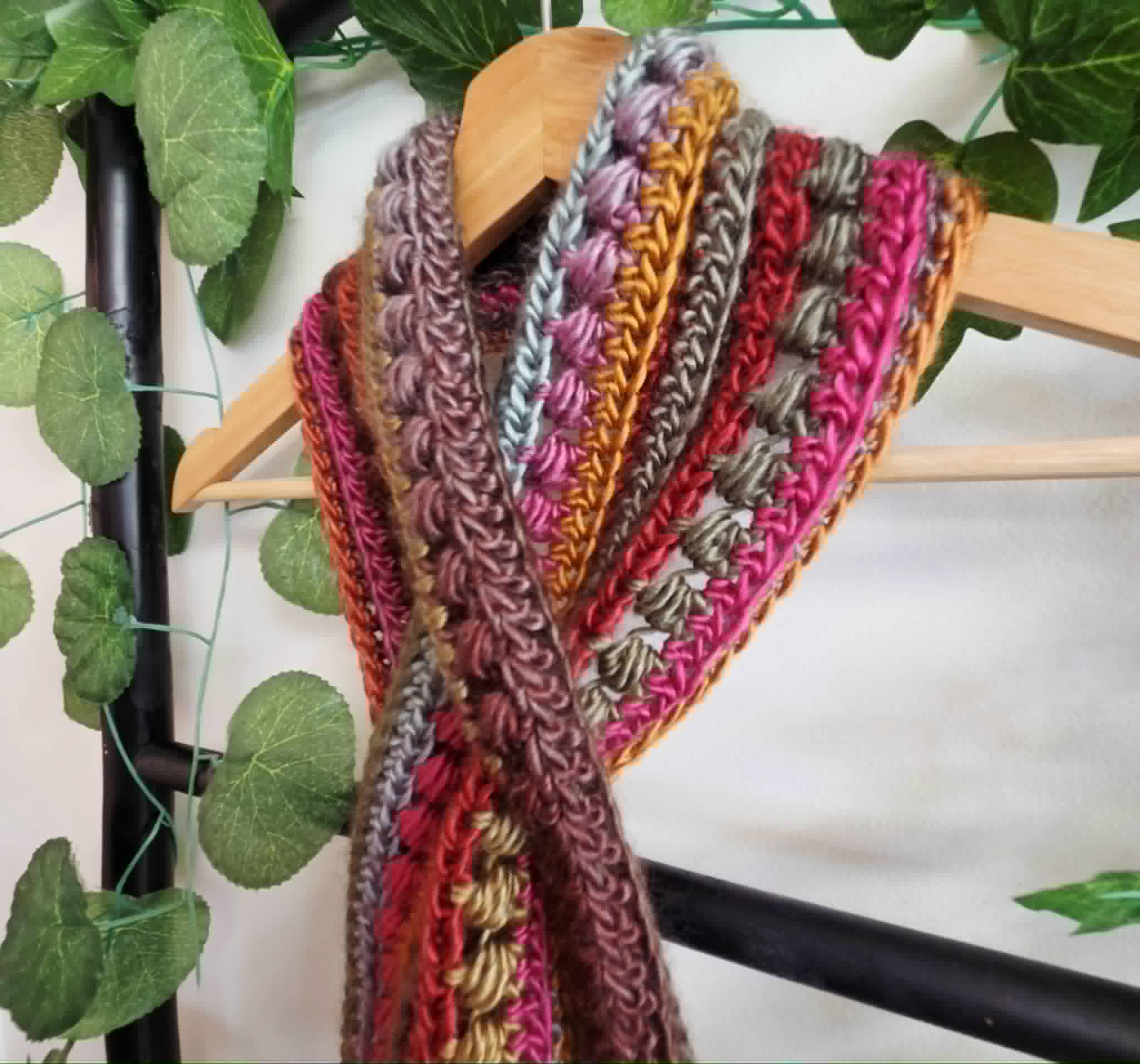 Crochet Keyhole Scarf | Handmade Adult Neckwarmer | Jewel Rainbow Colours