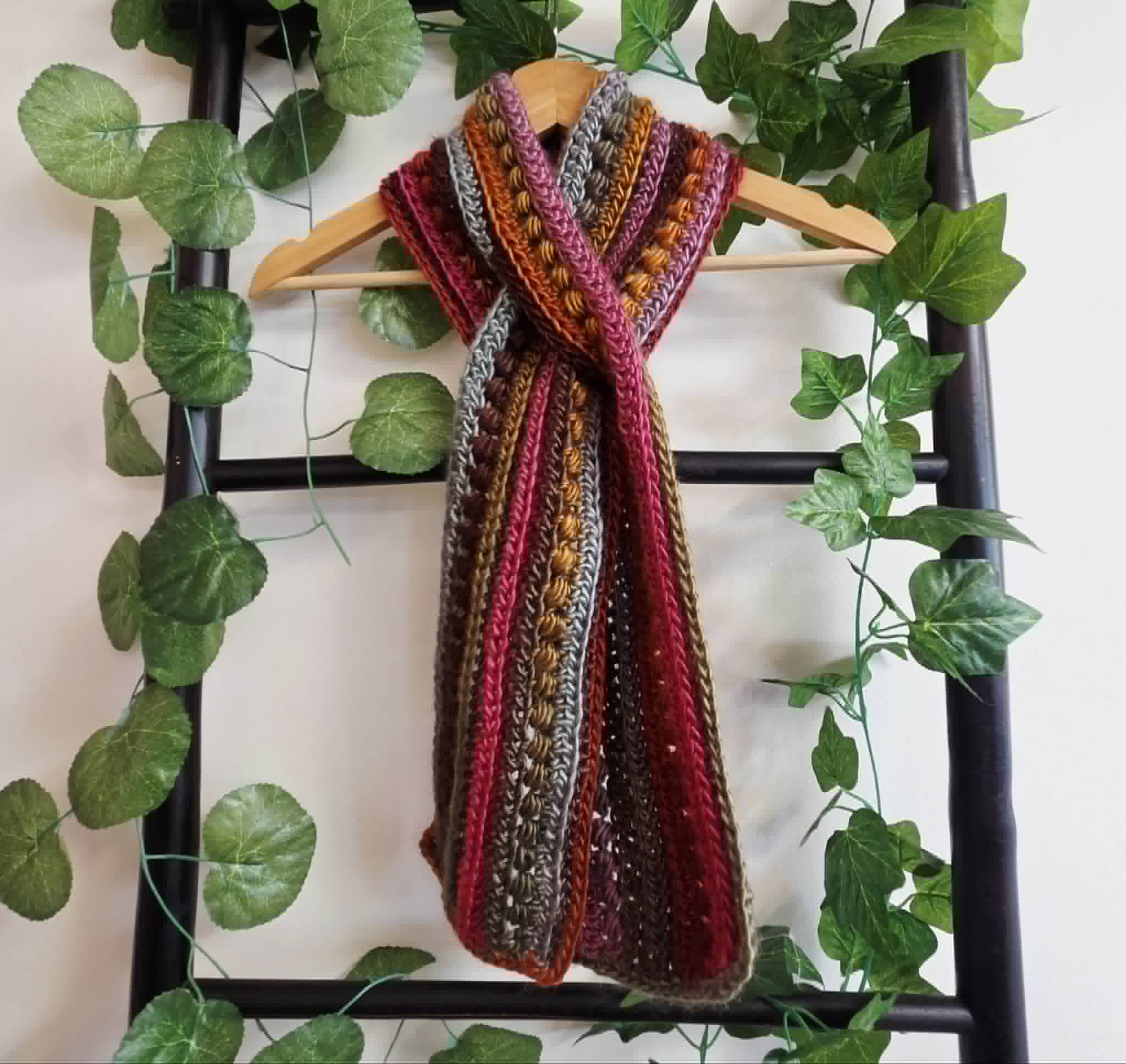 Crochet Keyhole Scarf | Handmade Adult Neckwarmer | Jewel Rainbow Colours