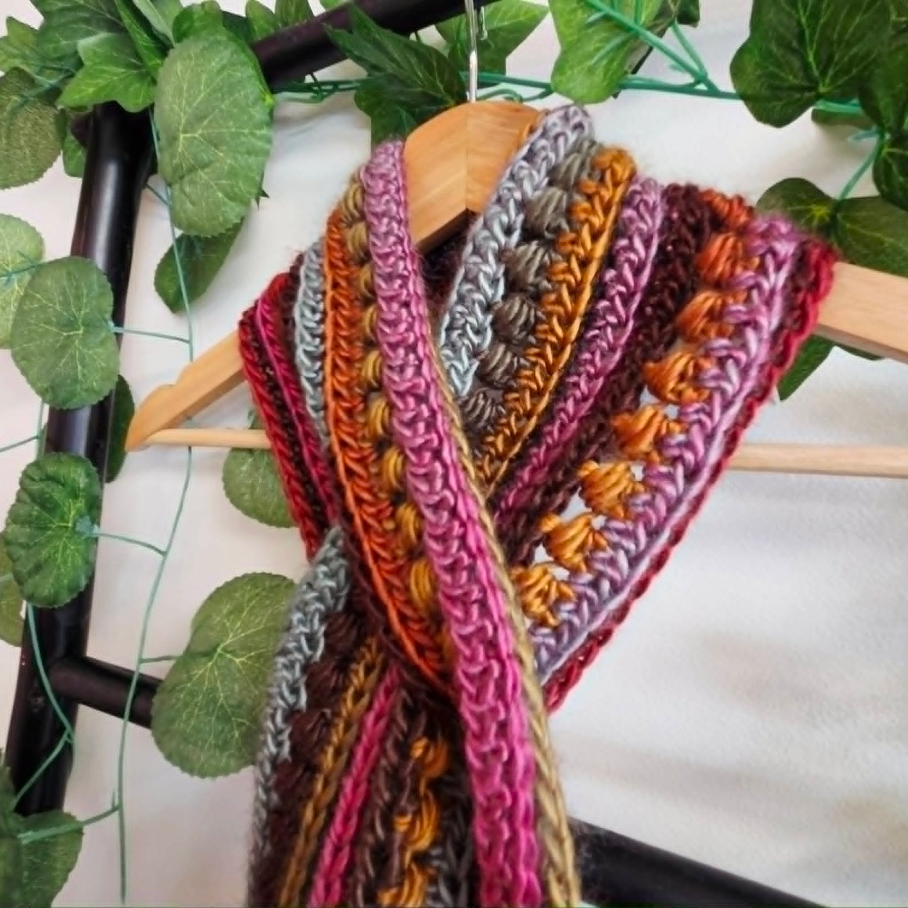 Crochet Keyhole Scarf | Handmade Adult Neckwarmer | Jewel Rainbow Colours