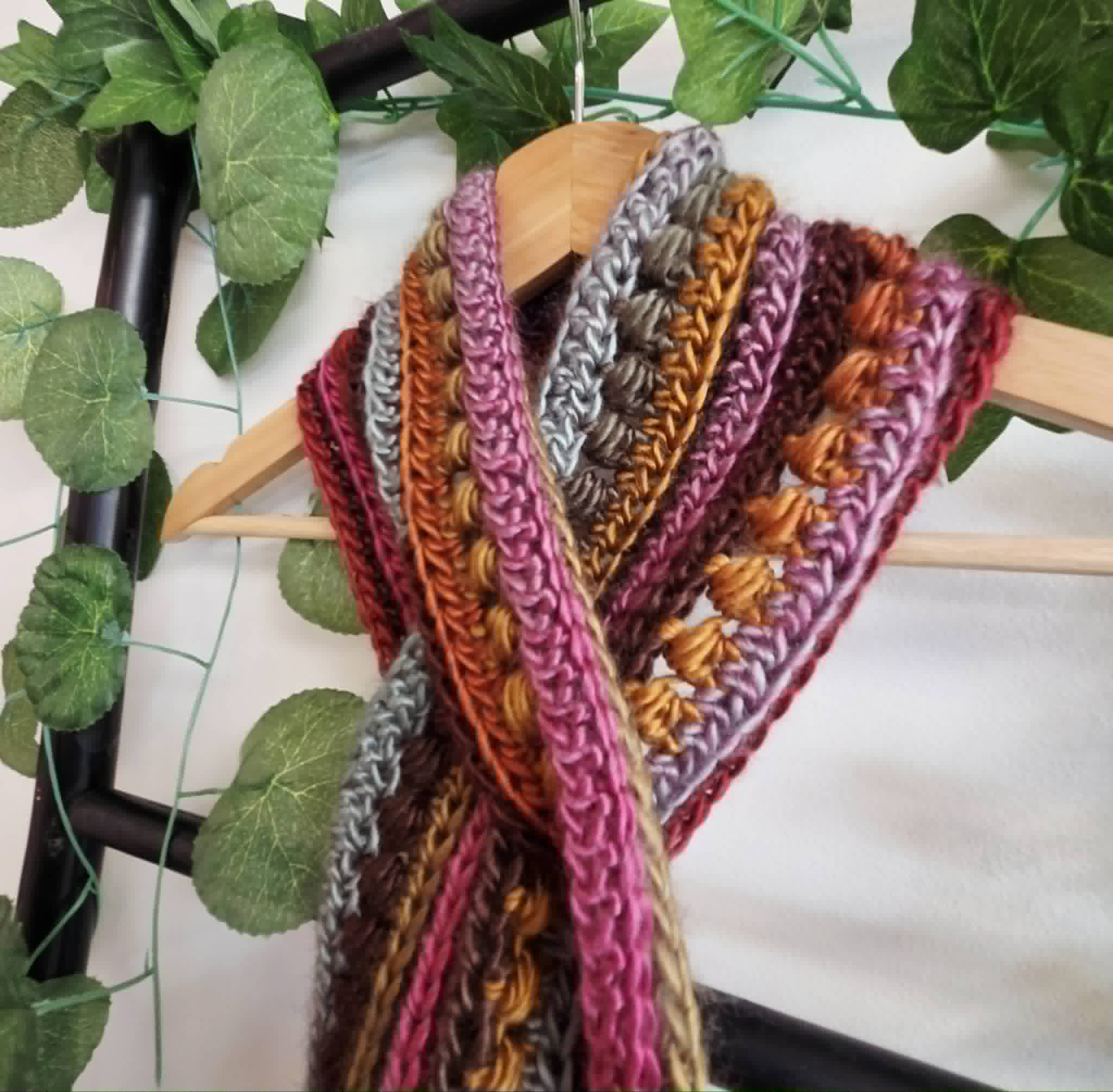 Crochet Keyhole Scarf | Handmade Adult Neckwarmer | Jewel Rainbow Colours