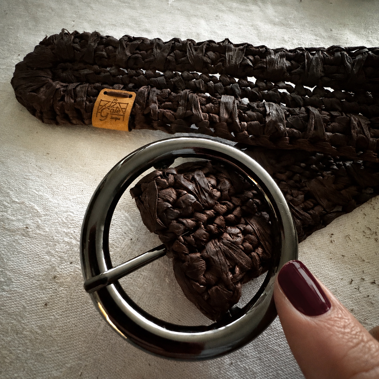 Crochet Raffia Belt (Gunmetal Buckle)