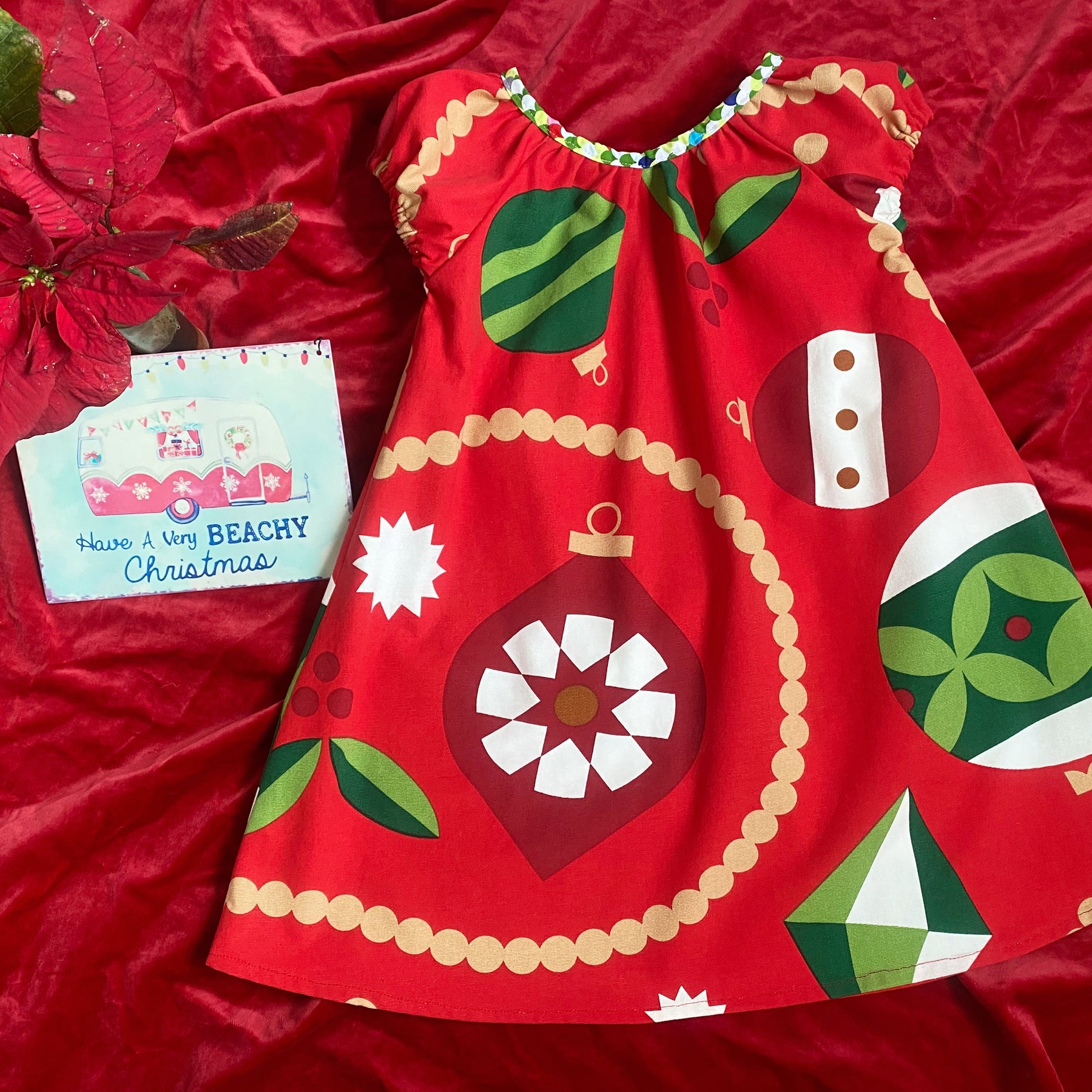 Christmas Dress Size 5/6 Handmade Festive Red Girls Dress