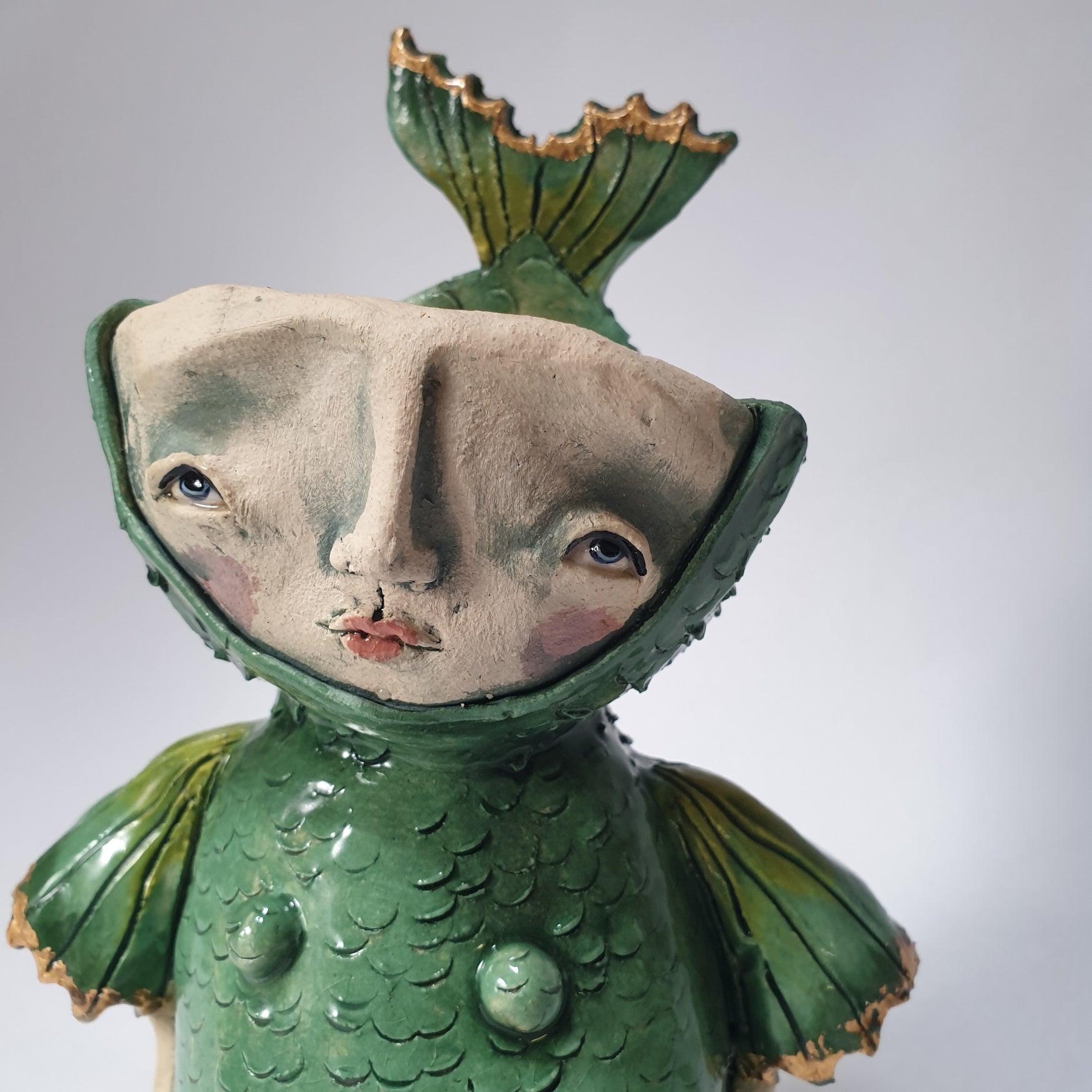 Mermaid, green, gold, gift, candlestick