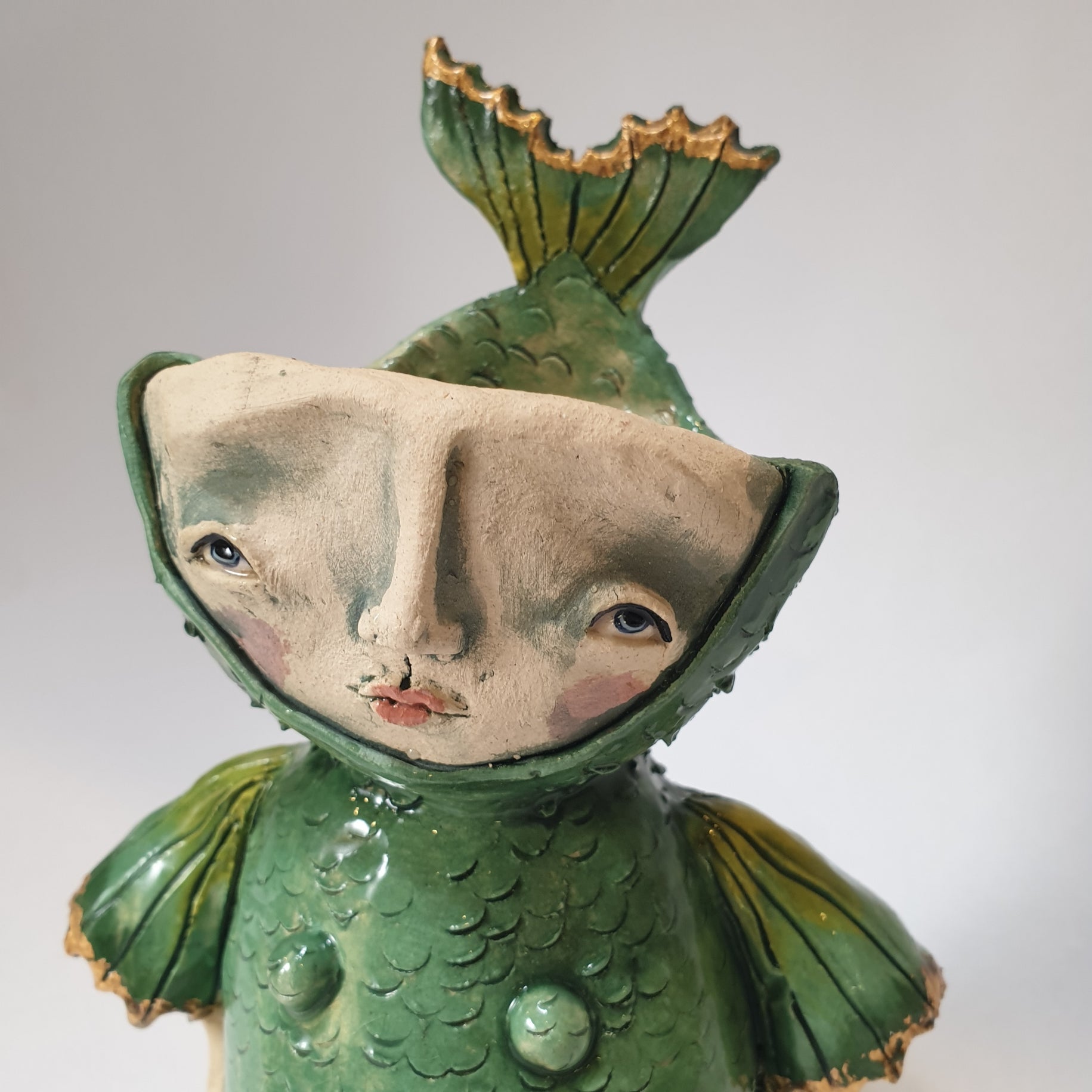 Mermaid, green, gold, gift, candlestick