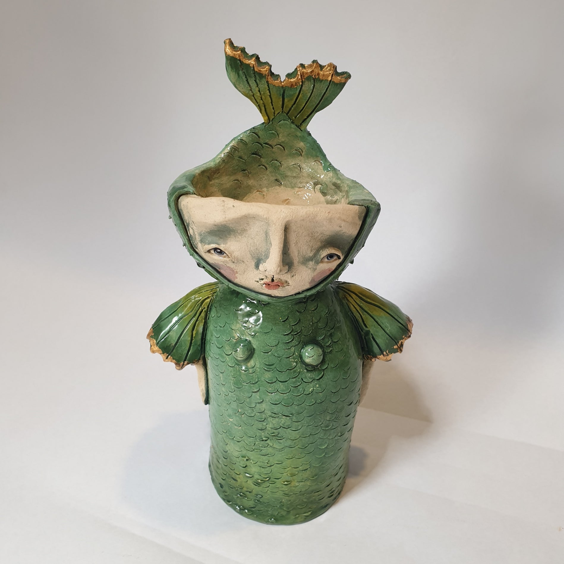 Mermaid, green, gold, gift, candlestick