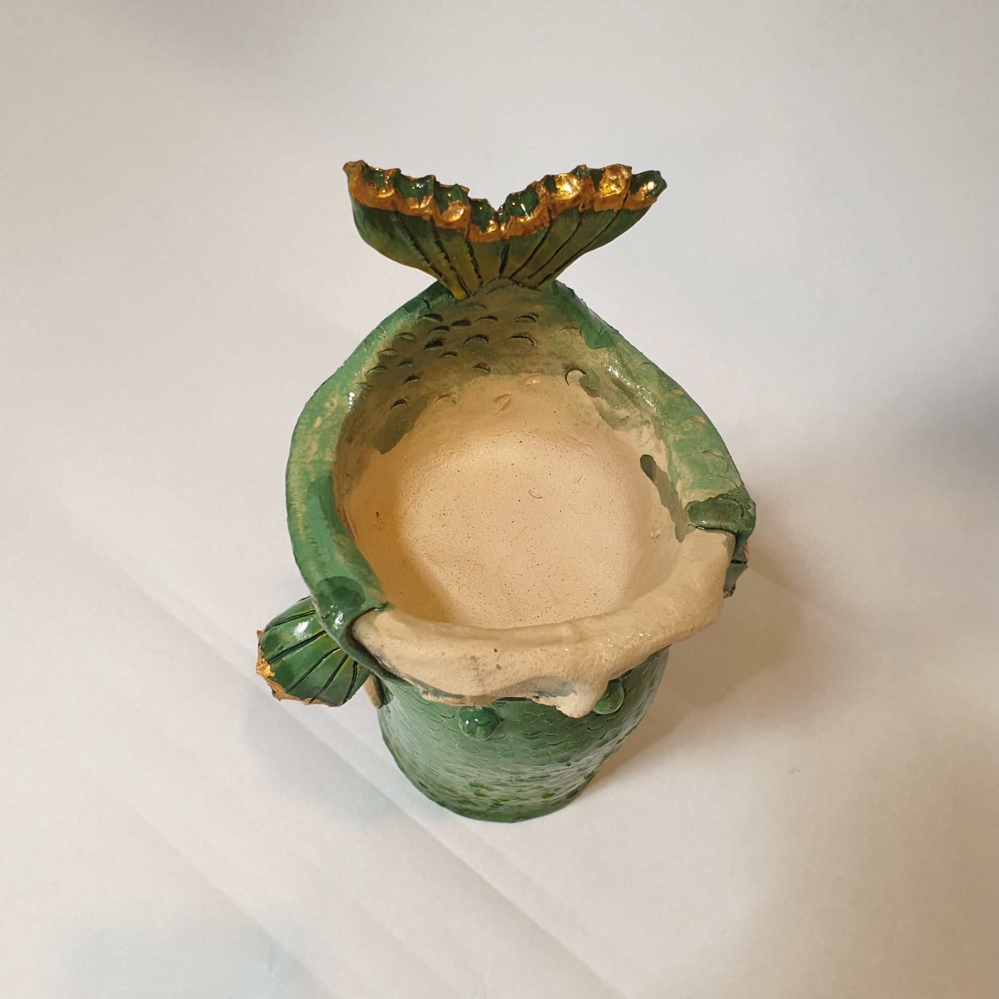 Mermaid, green, gold, gift, candlestick