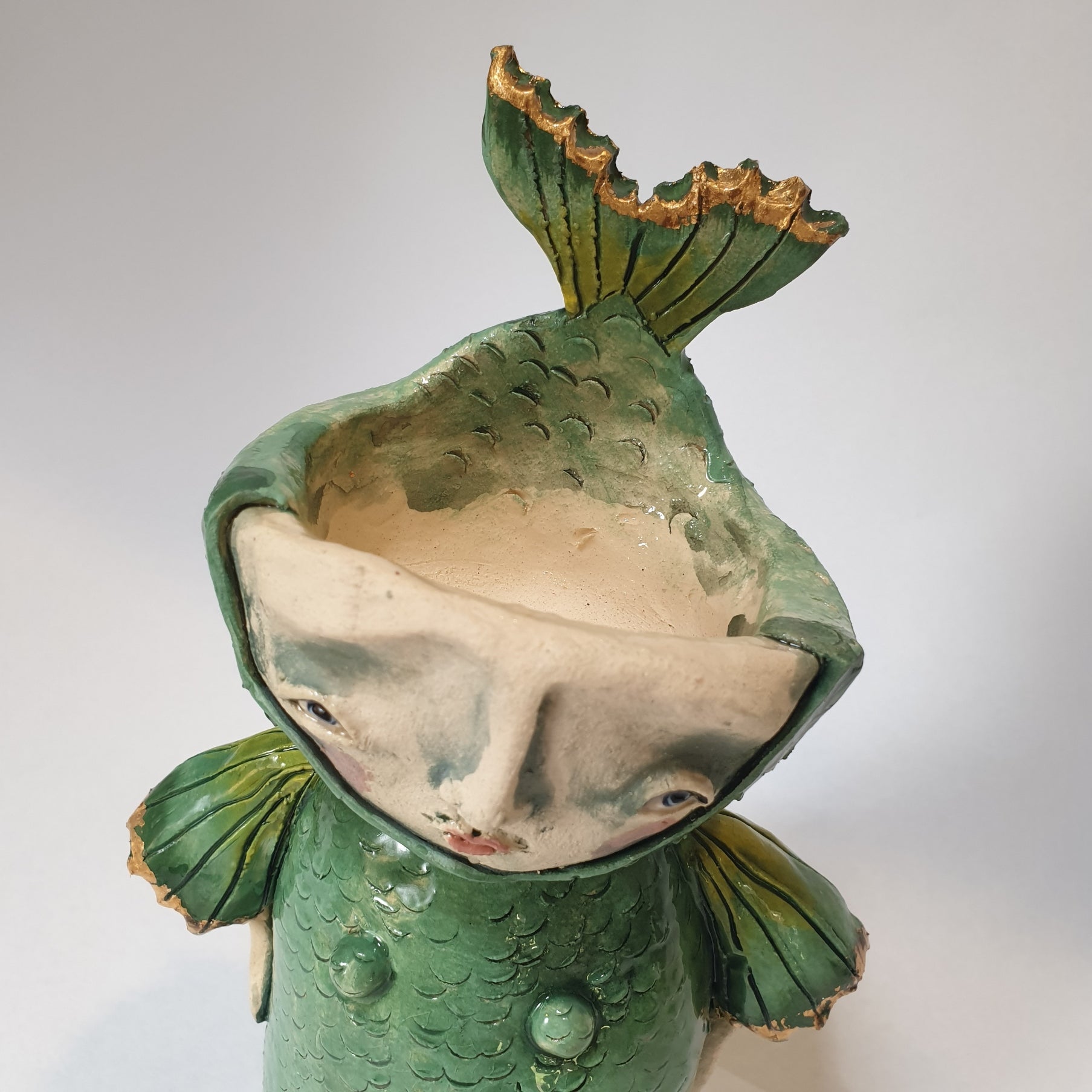 Mermaid, green, gold, gift, candlestick