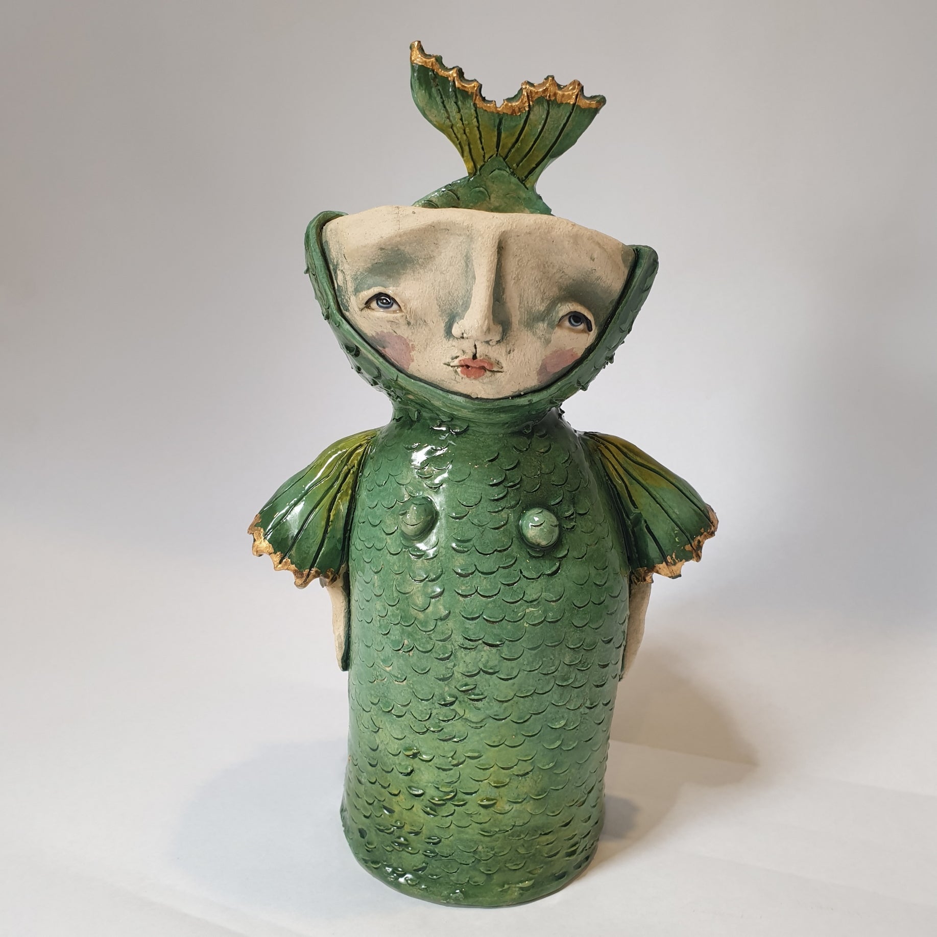 Mermaid, green, gold, gift, candlestick