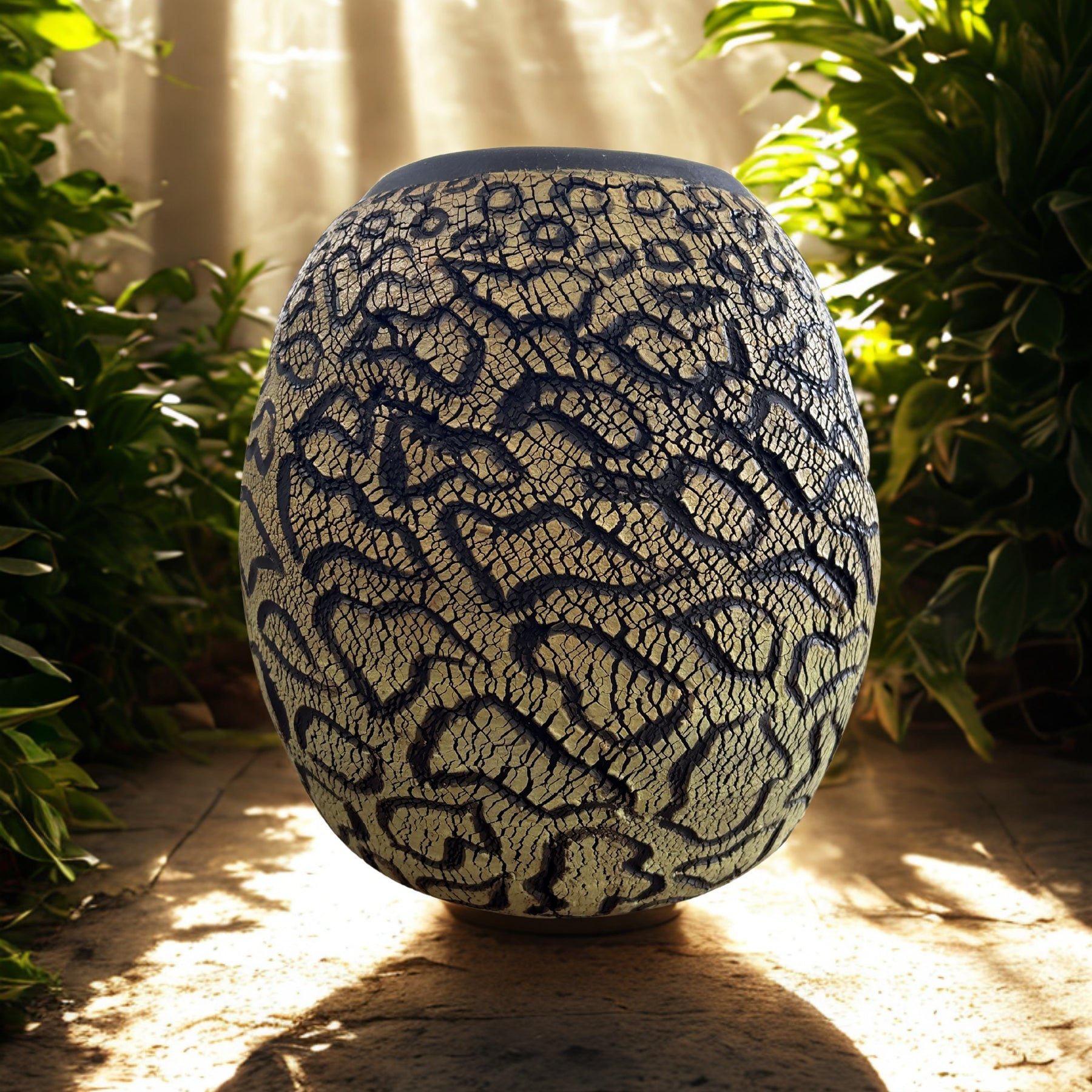 Black ceramic vase african style