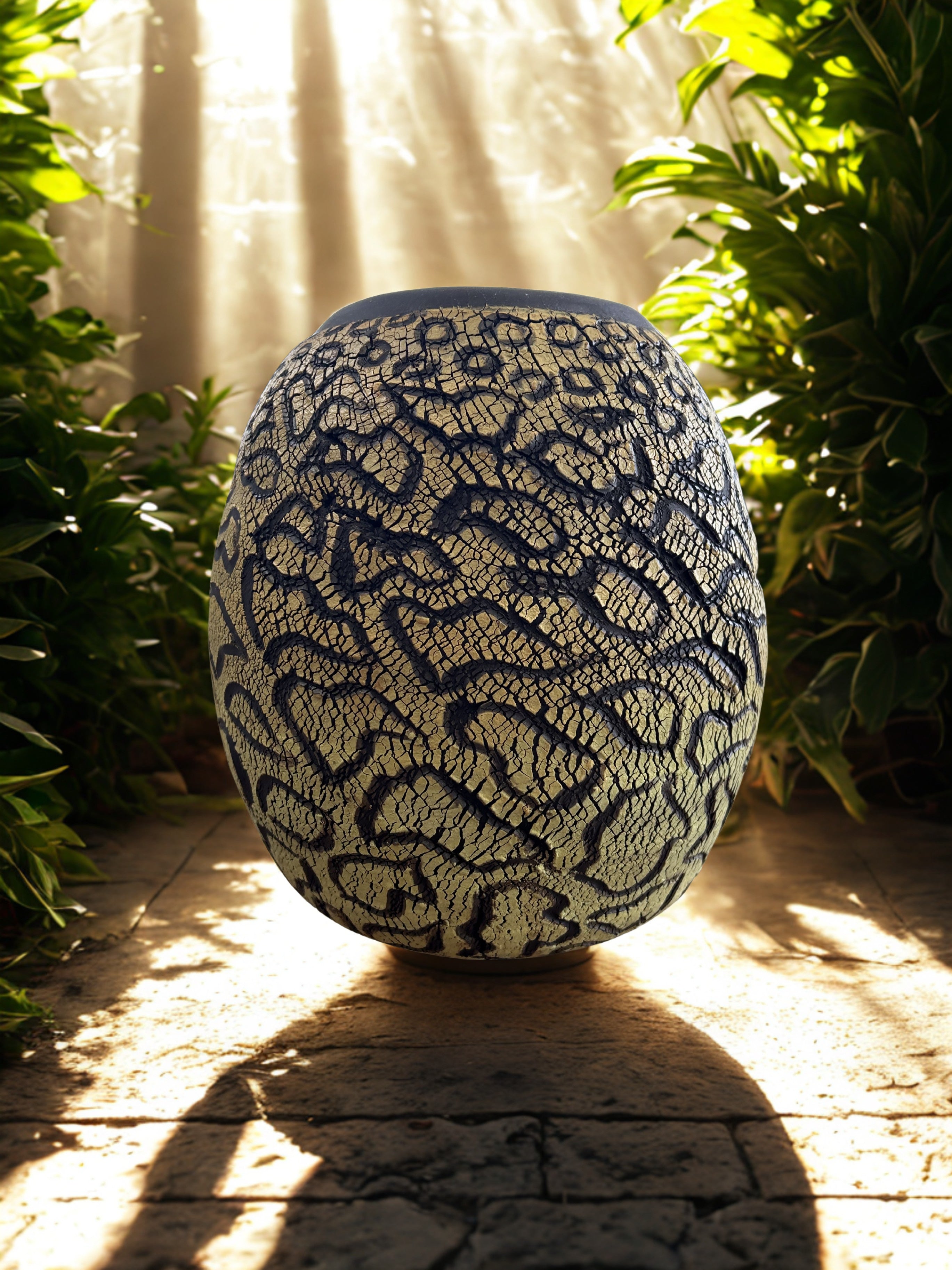 Black ceramic vase african style