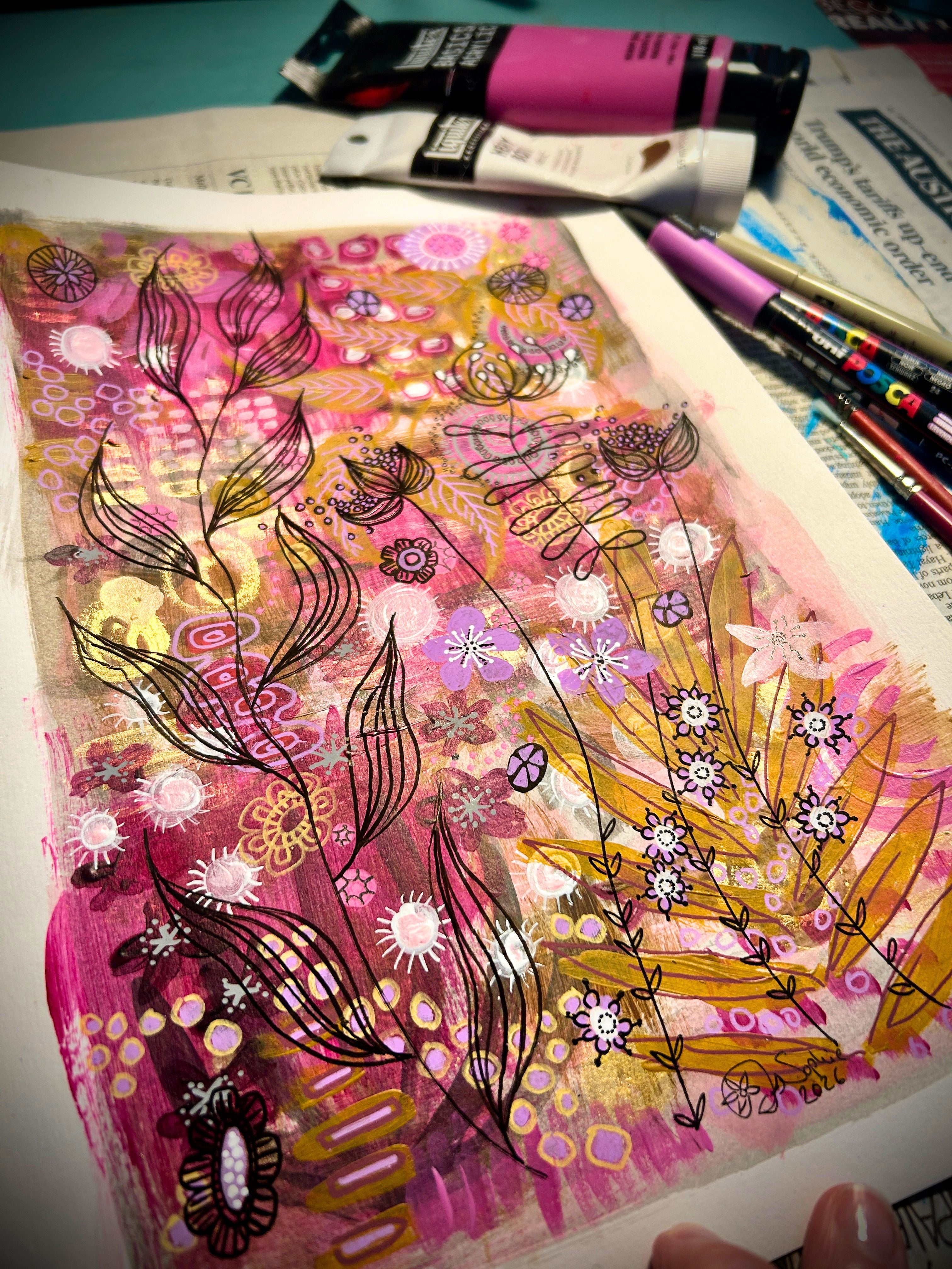Original Hand Painted Artwork : Botanical Threads