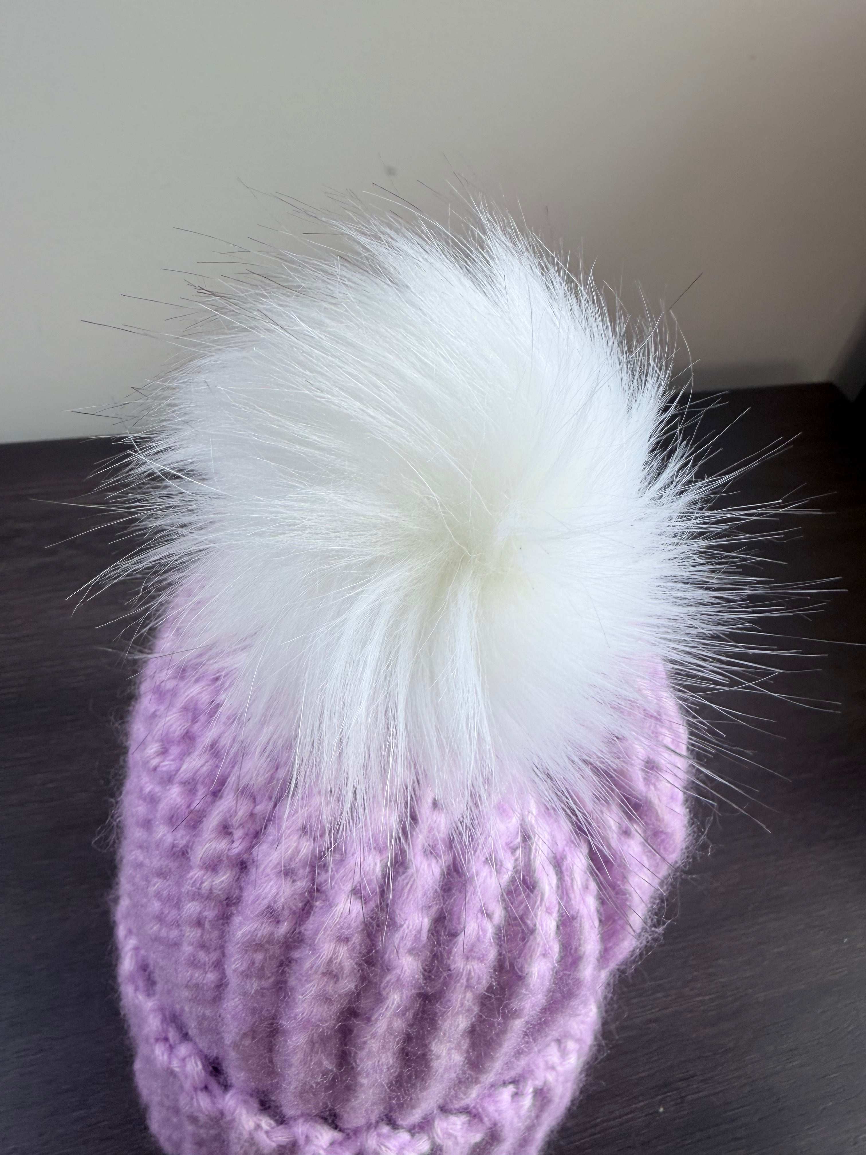 #115  Childs Beanie with faux fur bobble