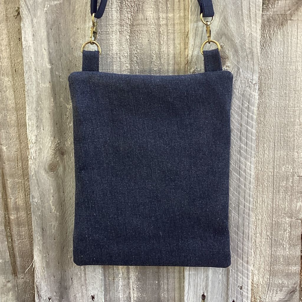 Black Upcycled Denim Cross Body Bag – Red Heart