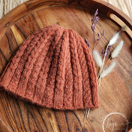 Handknit Peach Alpaca Textured Beanie