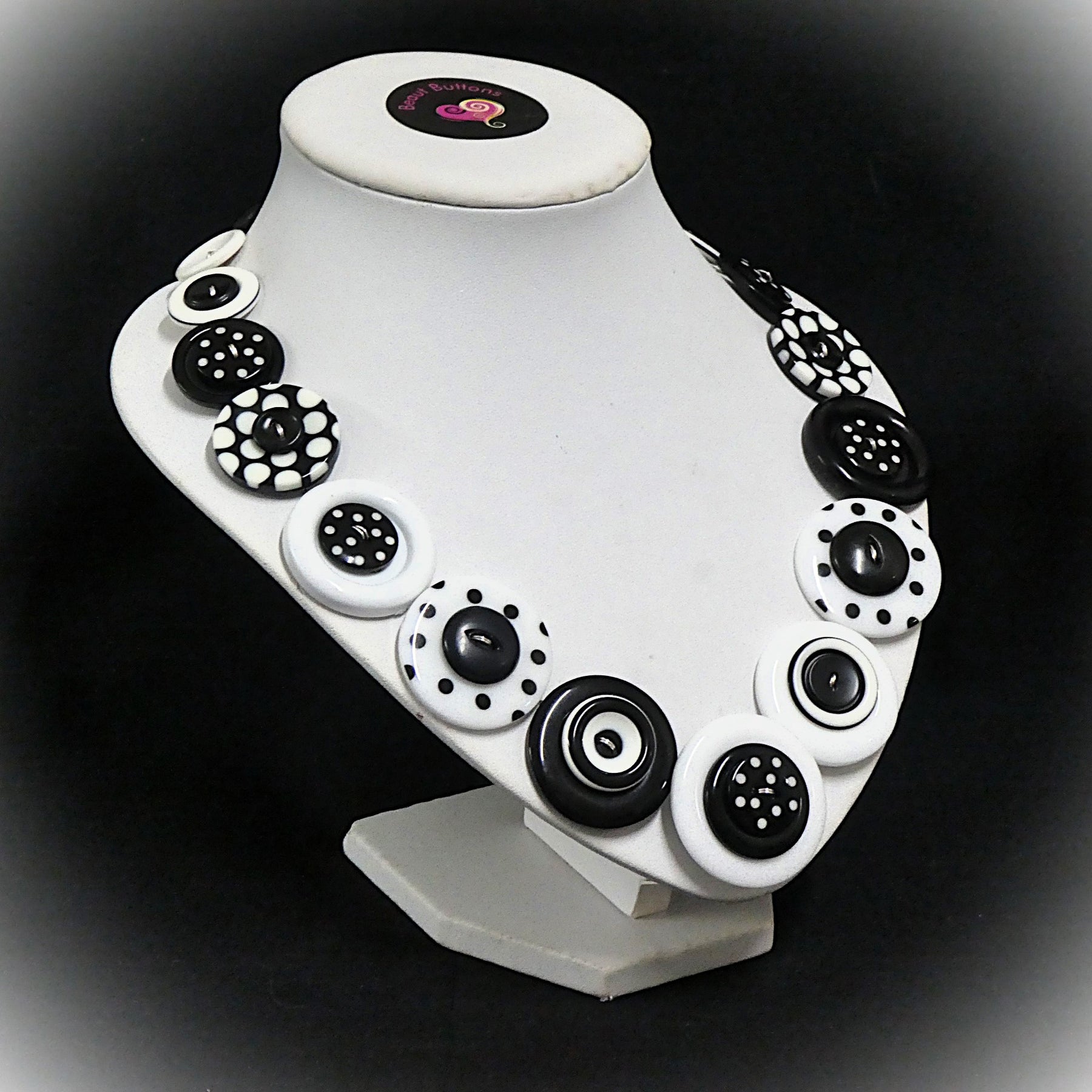 Button necklace - Dalmatian Spots