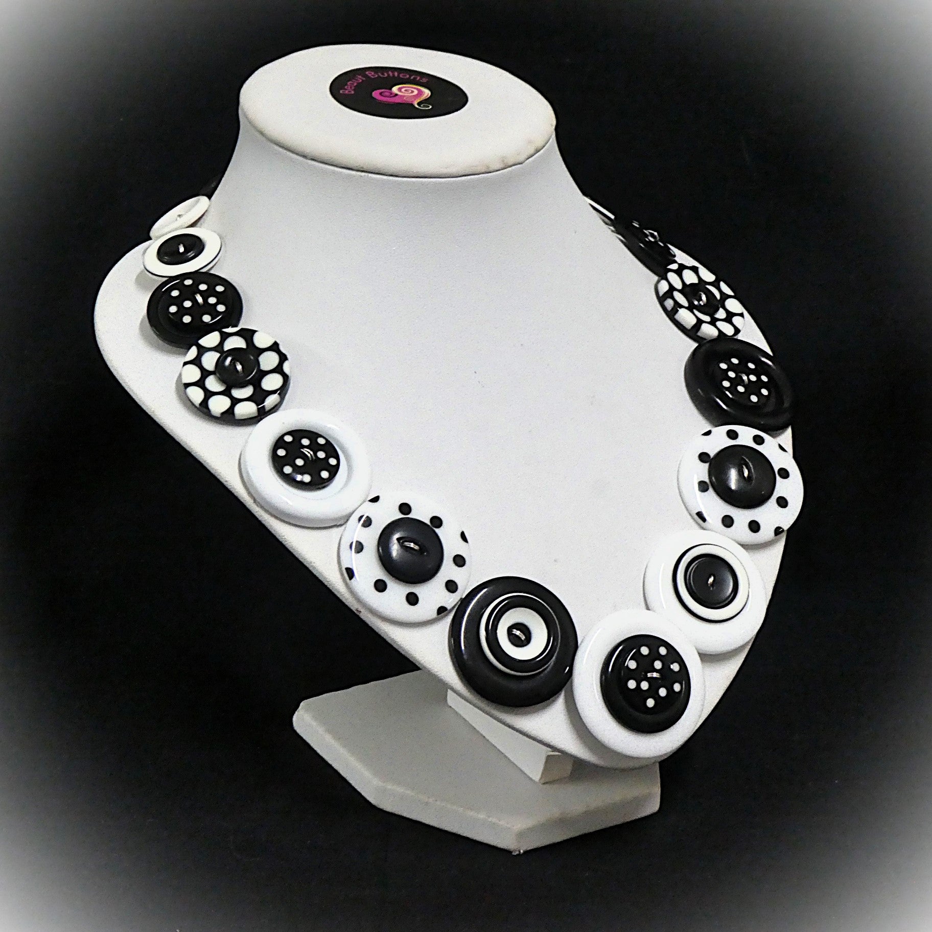 Button necklace - Dalmatian Spots
