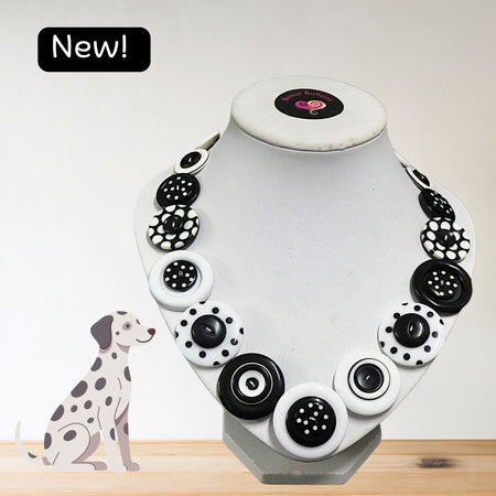Button necklace - Dalmatian Spots