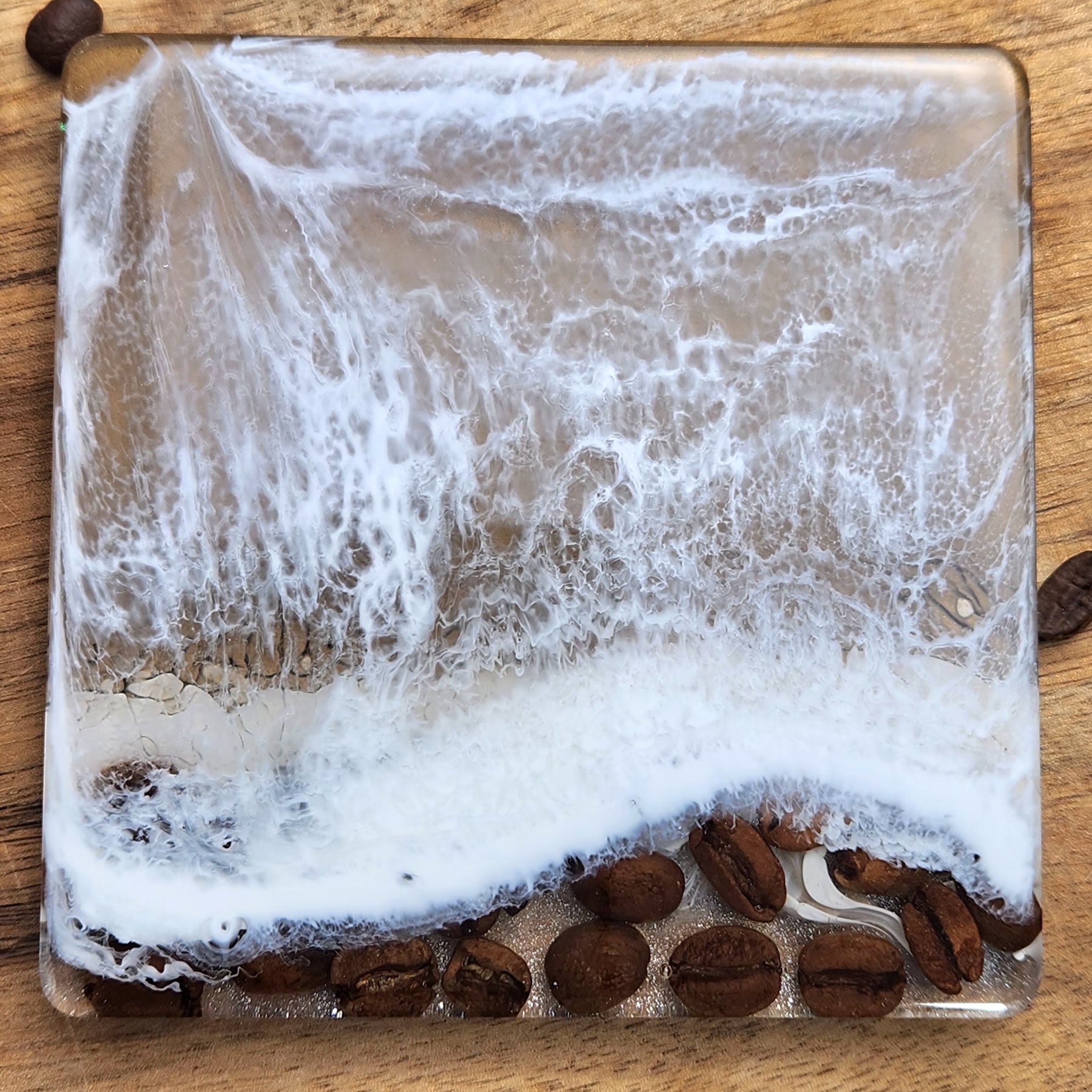 Coffee Bean Resin Drink Coasters Set of 4, Epoxy Resin Coasters, Drinkware