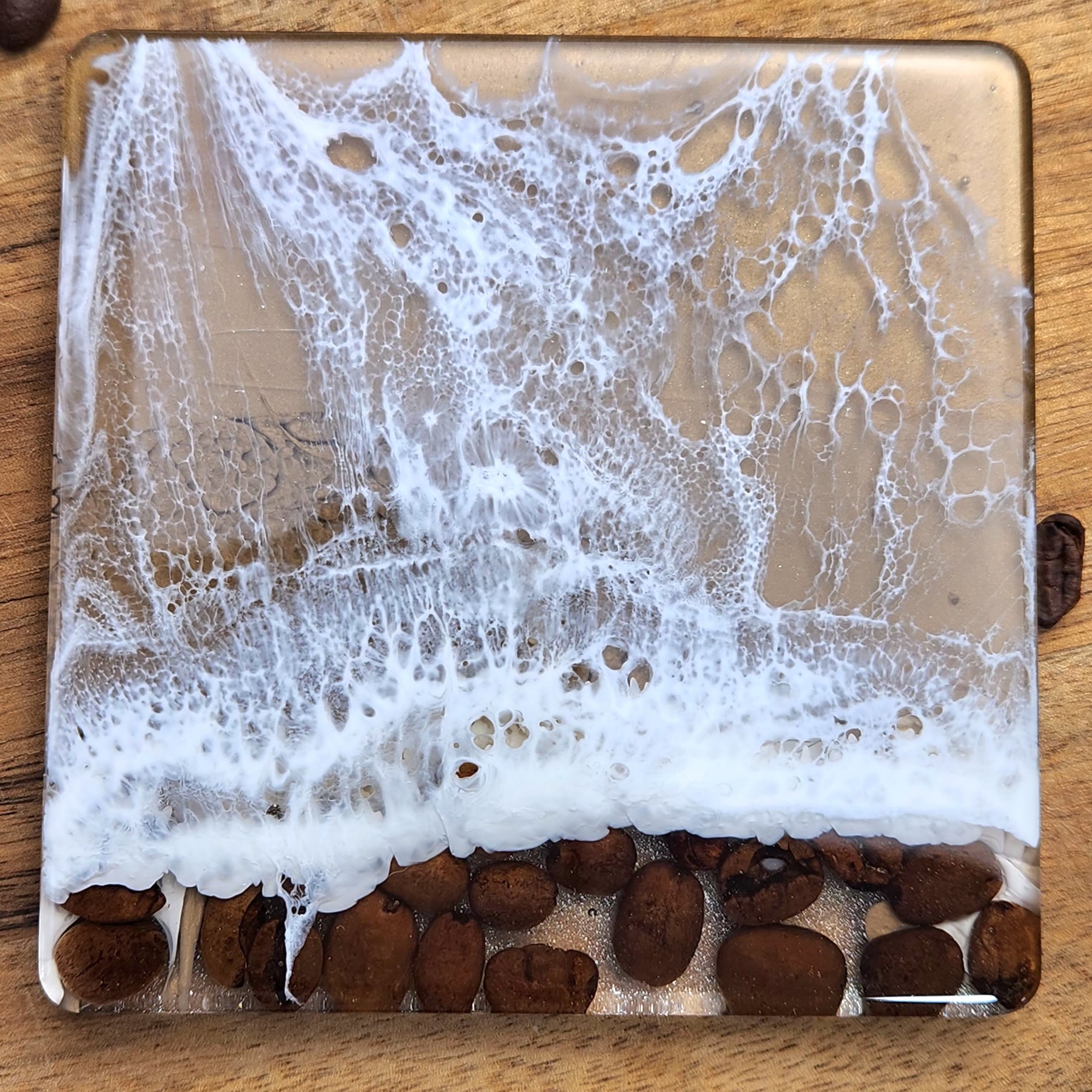 Coffee Bean Resin Drink Coasters Set of 4, Epoxy Resin Coasters, Drinkware