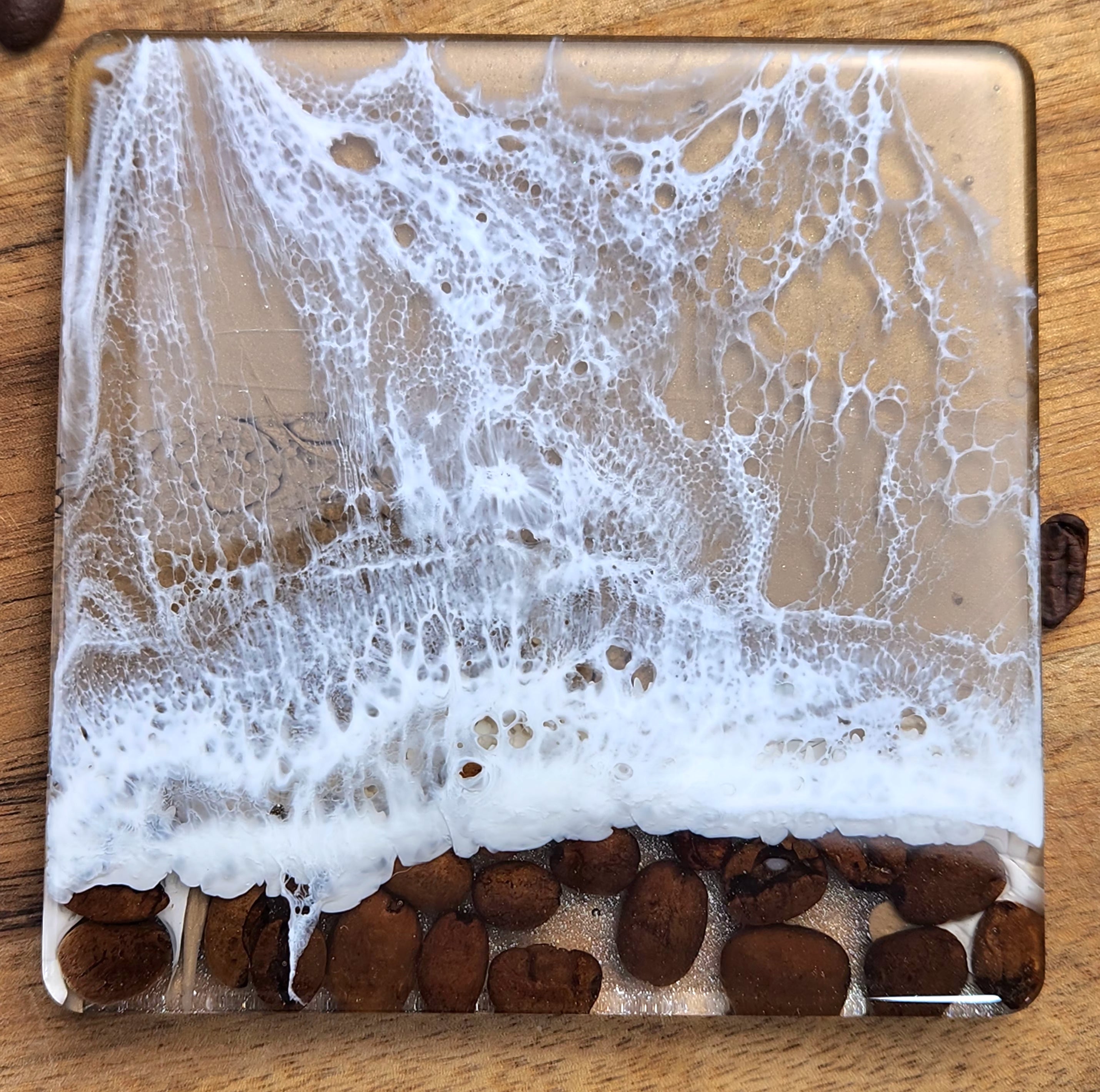 Coffee Bean Resin Drink Coasters Set of 4, Epoxy Resin Coasters, Drinkware