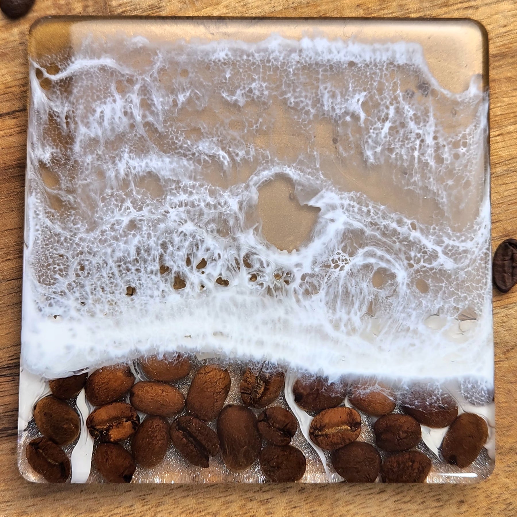 Coffee Bean Resin Drink Coasters Set of 4, Epoxy Resin Coasters, Drinkware