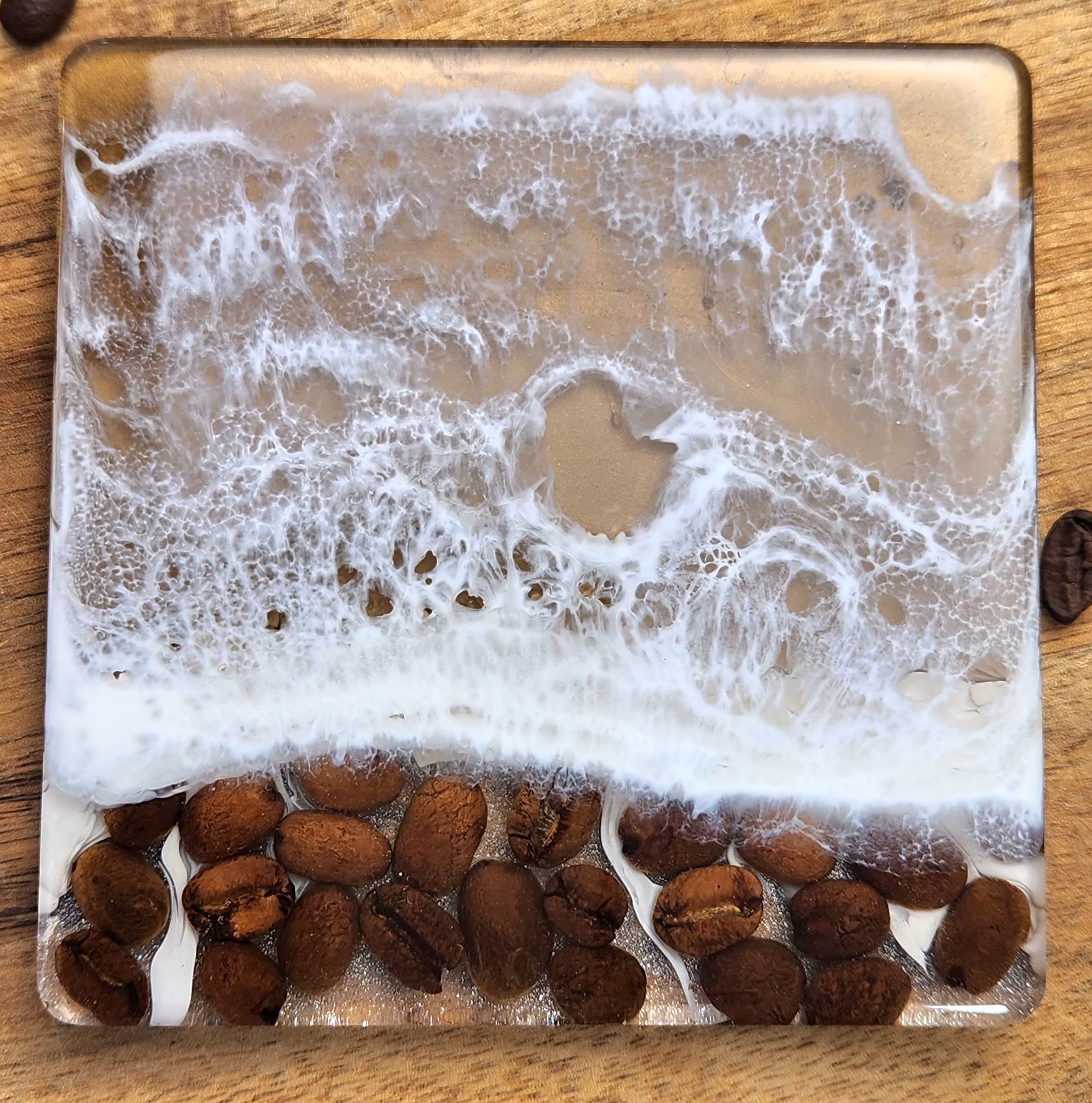 Coffee Bean Resin Drink Coasters Set of 4, Epoxy Resin Coasters, Drinkware