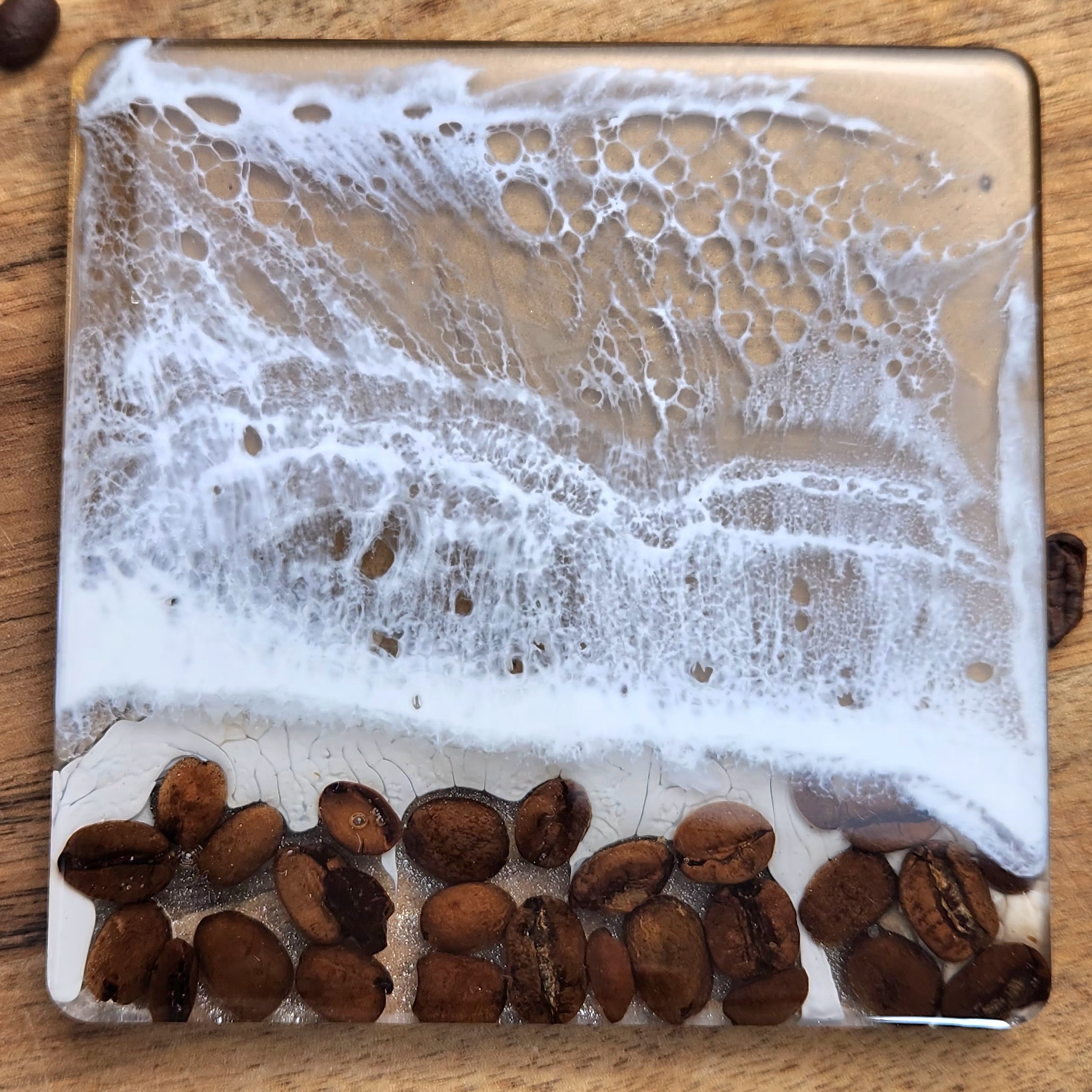 Coffee Bean Resin Drink Coasters Set of 4, Epoxy Resin Coasters, Drinkware