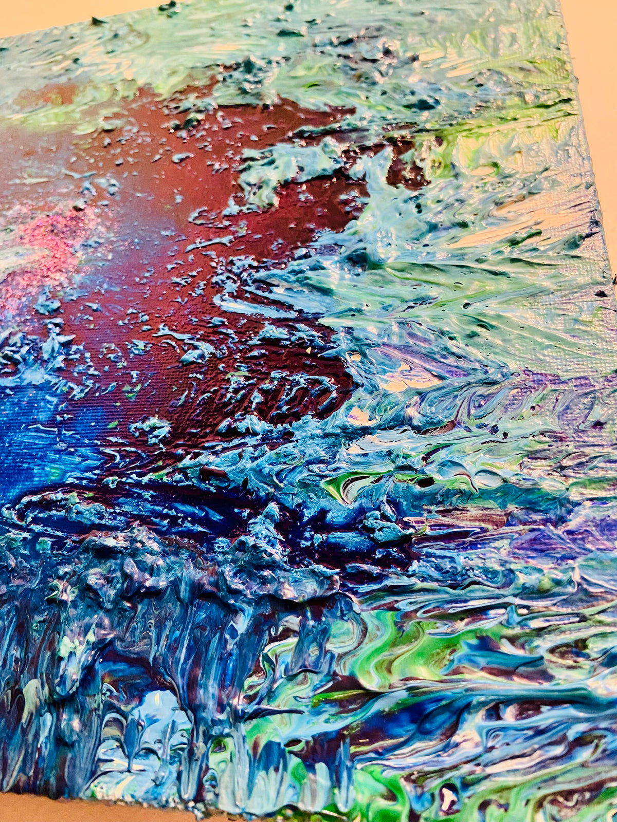 Island Reef ORIGINAL CANVAS PAINTING 25.4x25.4x3.5cm  by Margo Humphries