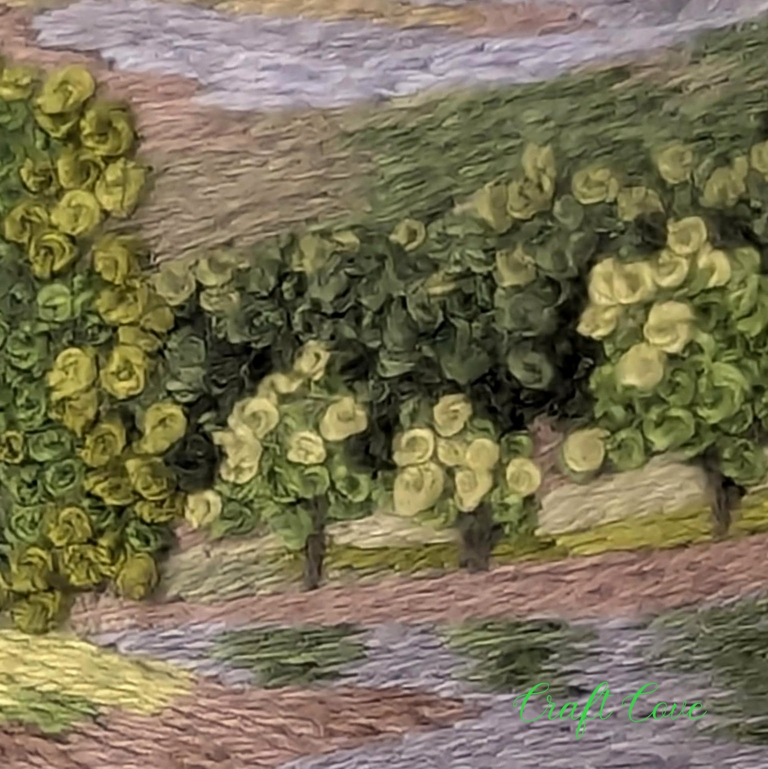 Hand Embroidered Mountain Landscape – Intricate Thread Painting