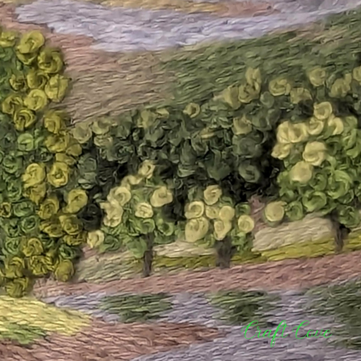 Hand Embroidered Mountain Landscape – Intricate Thread Painting