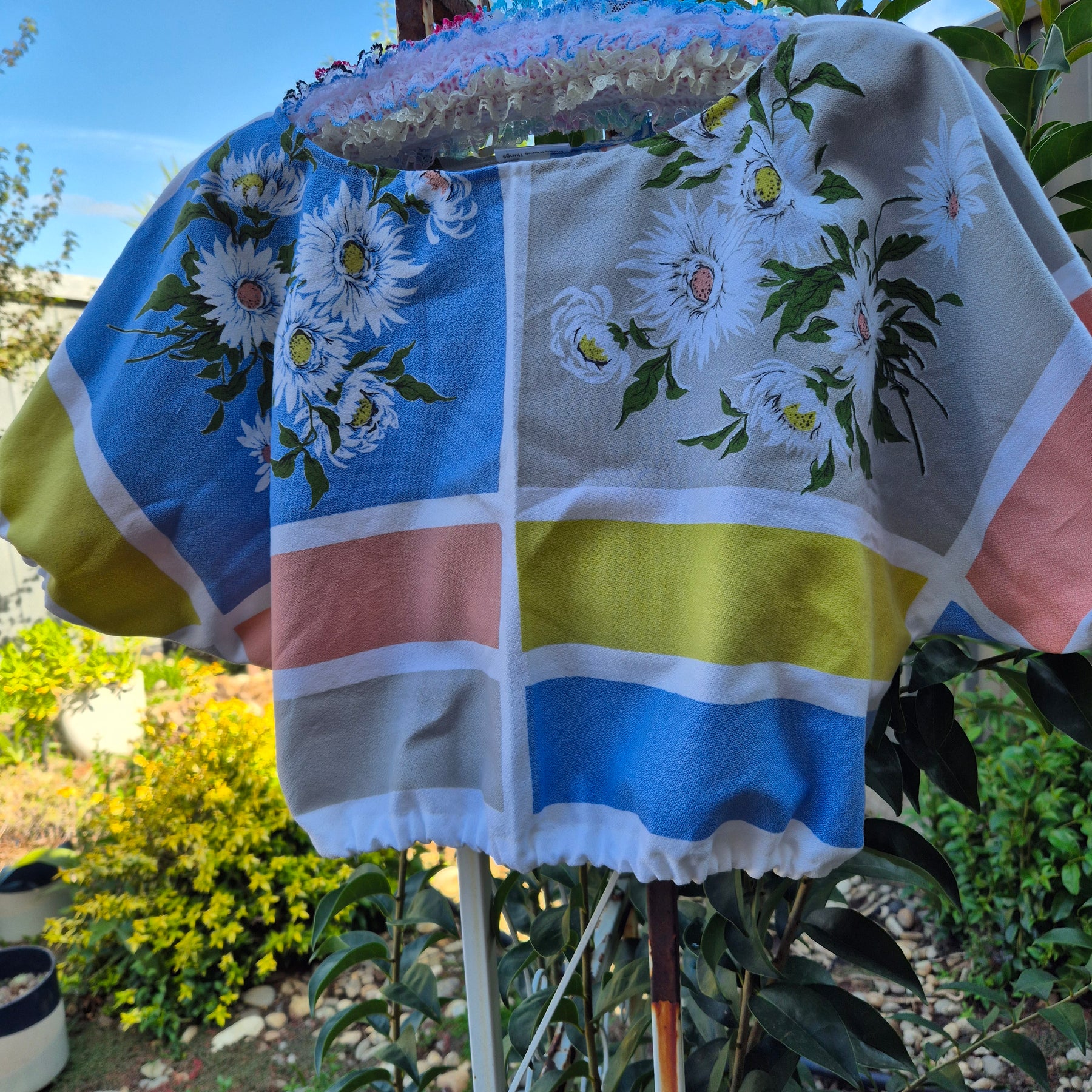 Upcycled Vintage Tablecloth top. Cropped style