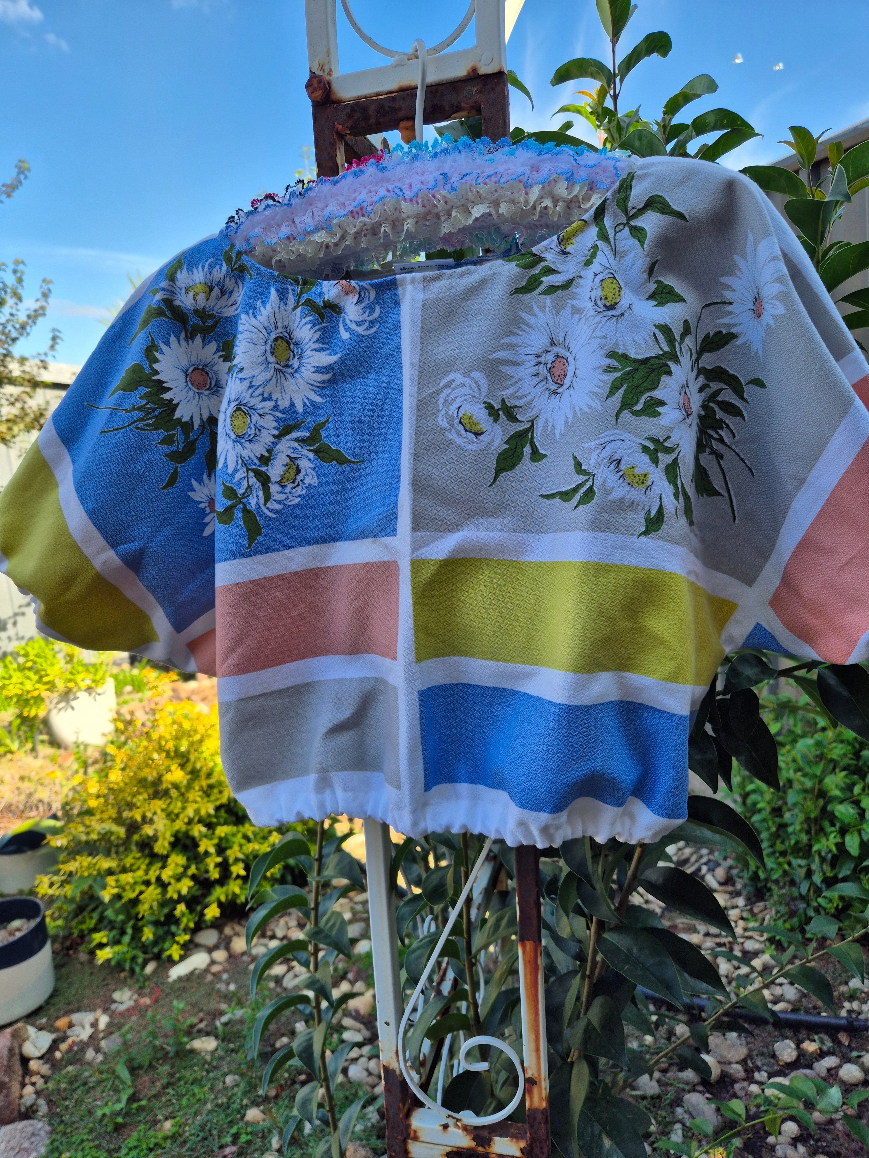 Upcycled Vintage Tablecloth top. Cropped style