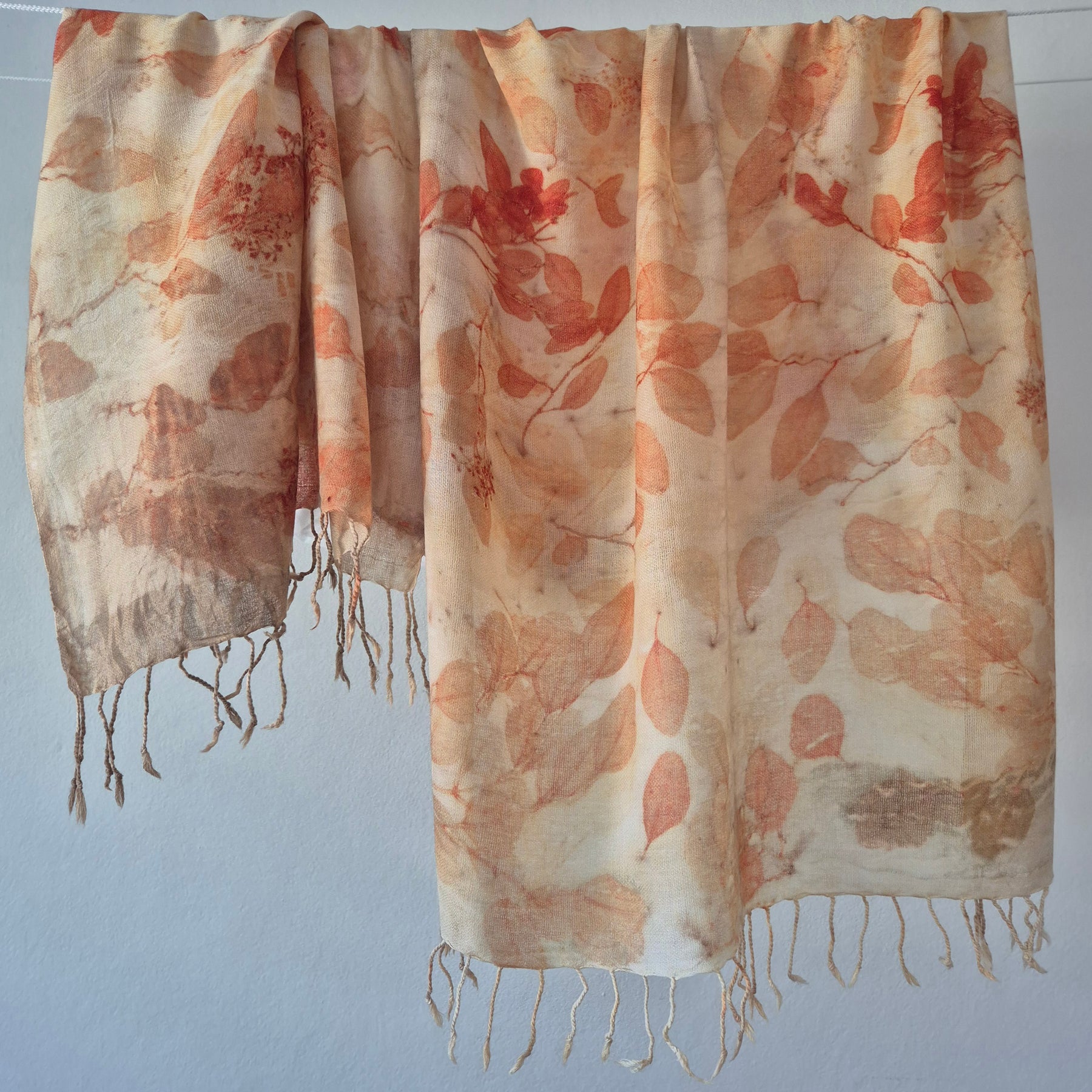 Pure merino wool fine wrap ecoprinted
