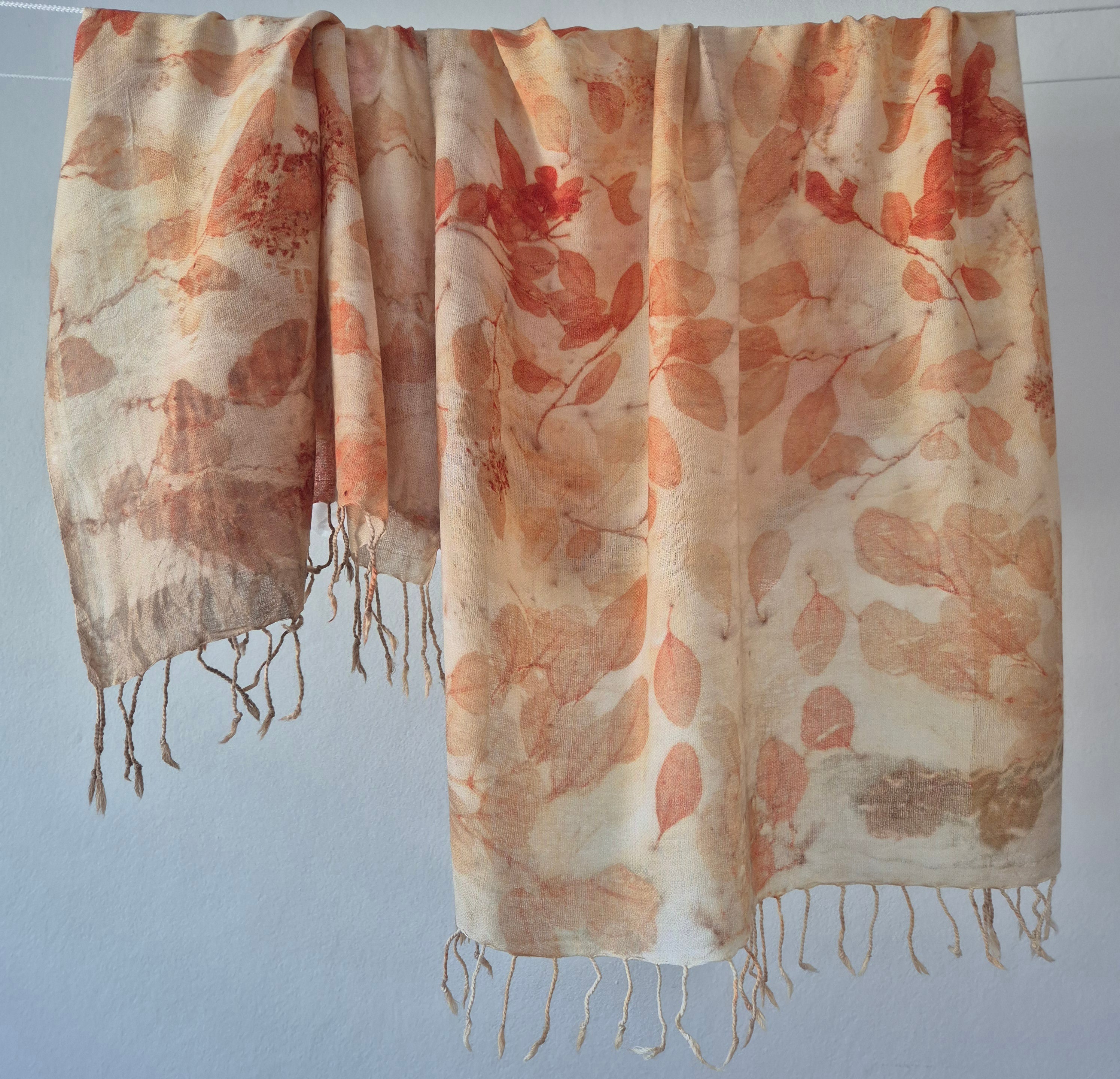 Pure merino wool fine wrap ecoprinted