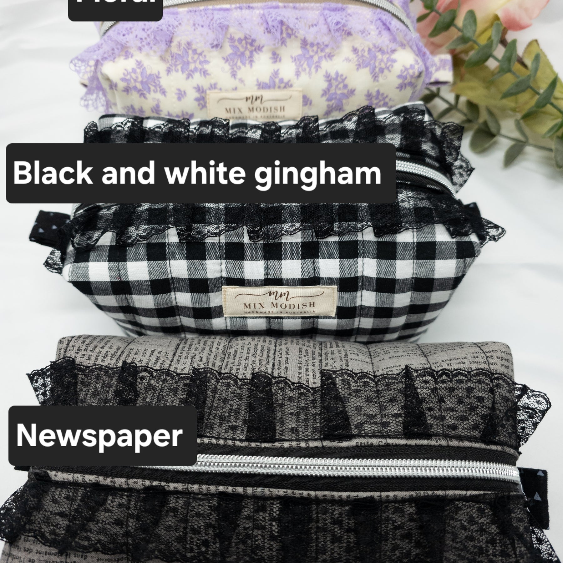 Quilted Make up Bag, Cosmetic Pouch, Travel Toiletry
