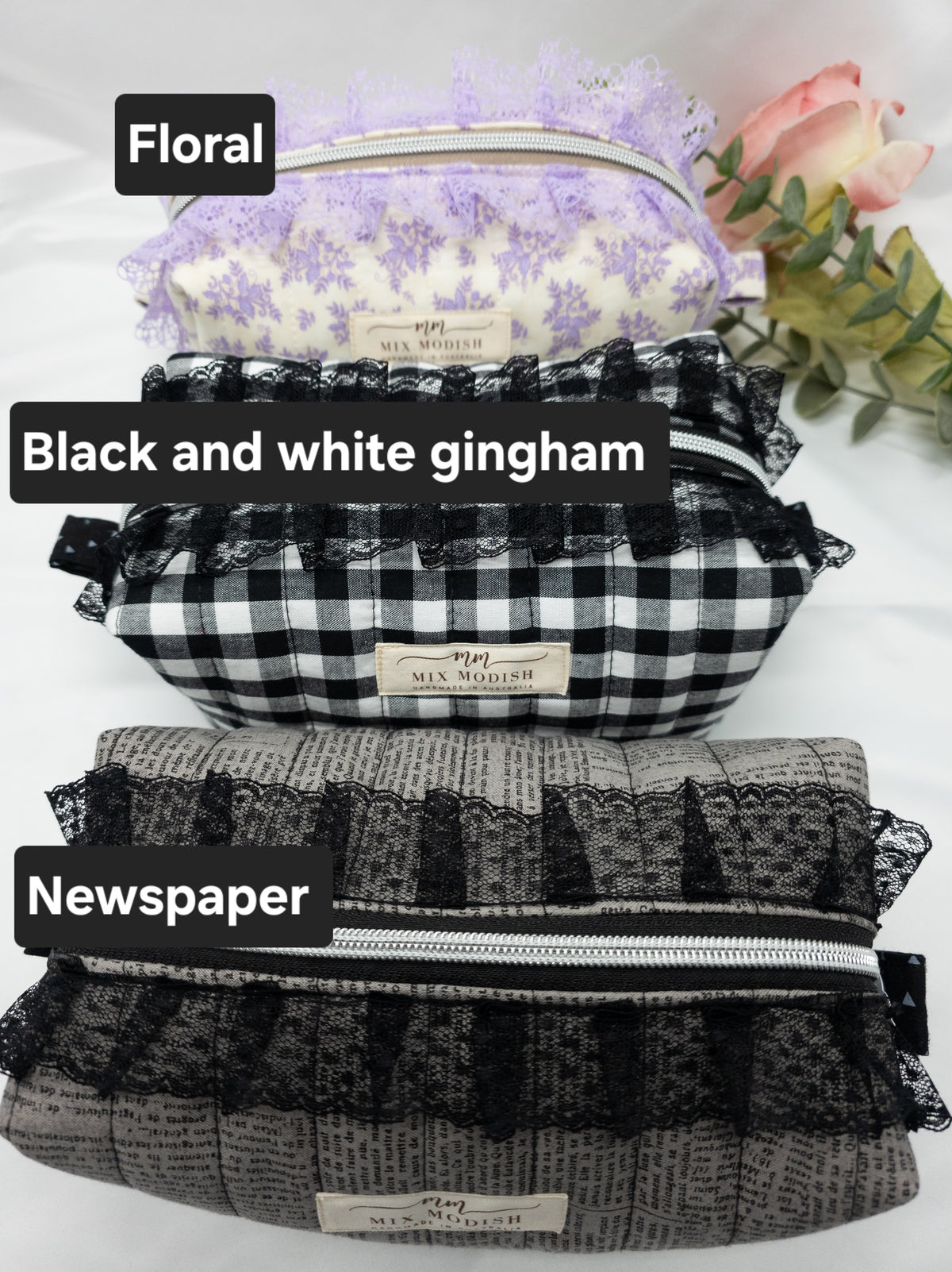 Quilted Make up Bag, Cosmetic Pouch, Travel Toiletry
