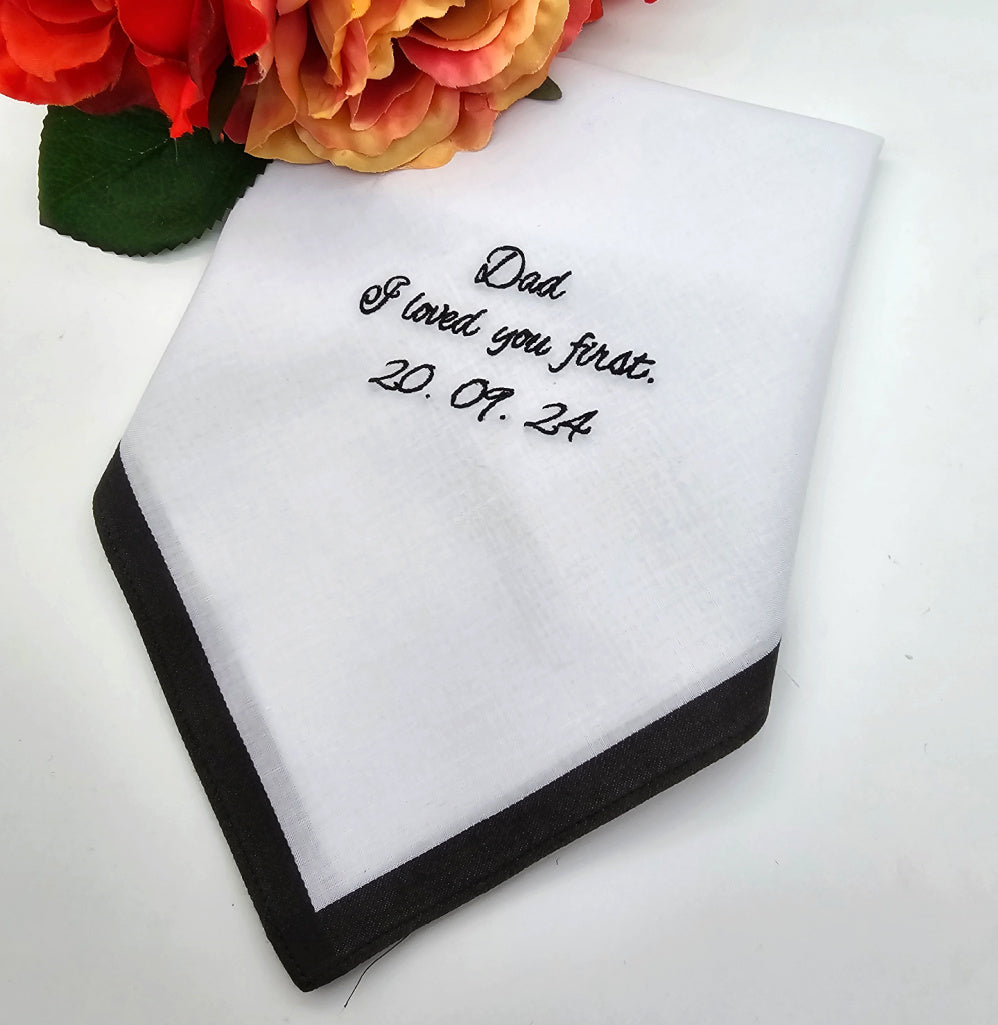 Personalised Wedding Handkerchief Embroidered Man's White Cotton Hanky