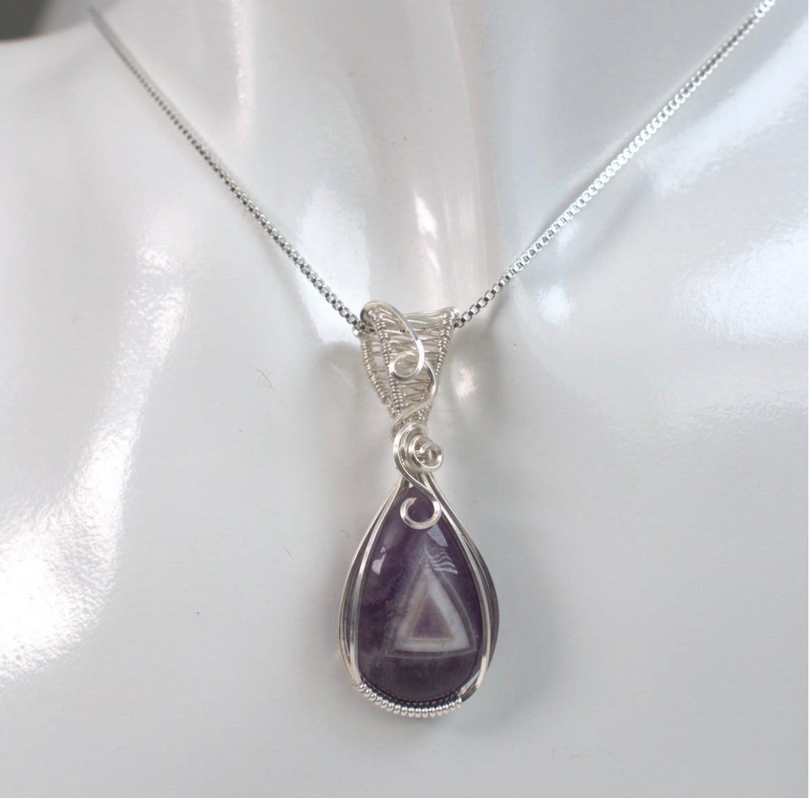 Violet Gateway - Chevron Amethyst Wire Wrapped Pendant