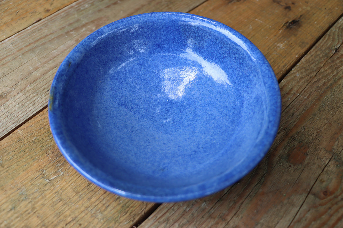 Speckled Blue Stoneware Bowl: High Fired Ceramic