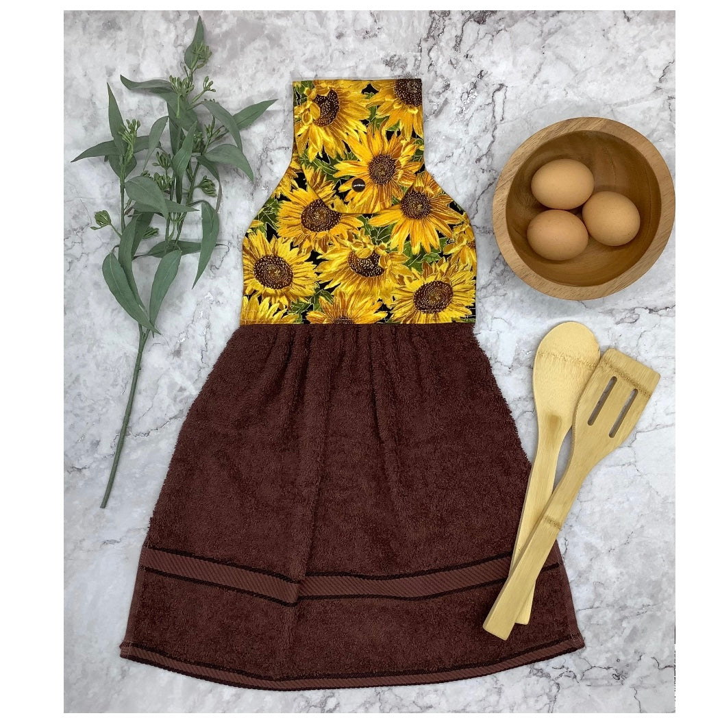 Garden flowers hanging hand towel with fabric and loop top. 4 Designs