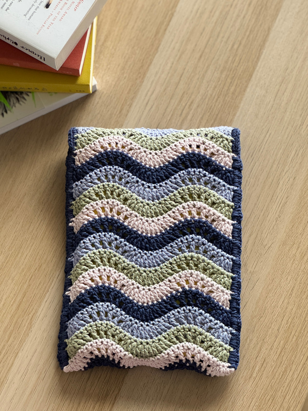 Book Sleeve | Handmade Crochet Book Accessary | Waves Ver. Cotton Yarn