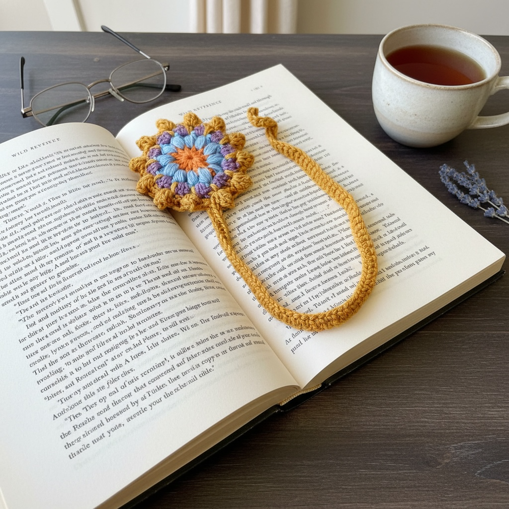 Crochet Mandala Bookmark – Handmade Boho Bookmark – Cotton Lace Book Mark – Book Lover Gift– Teacher Gift